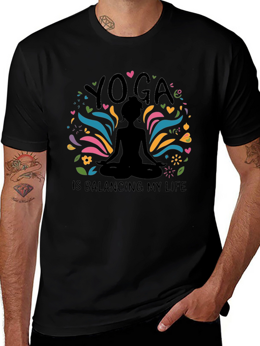Yoga Balancing Life Black T-Shirt