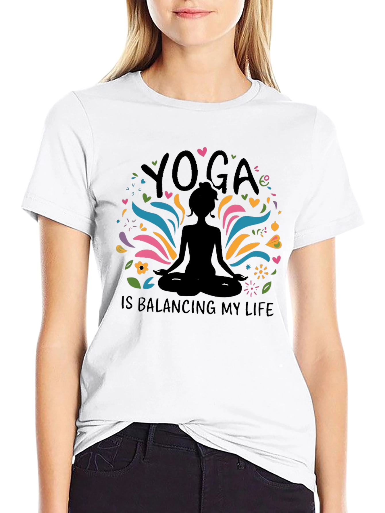Yoga Balancing Life Black T-Shirt