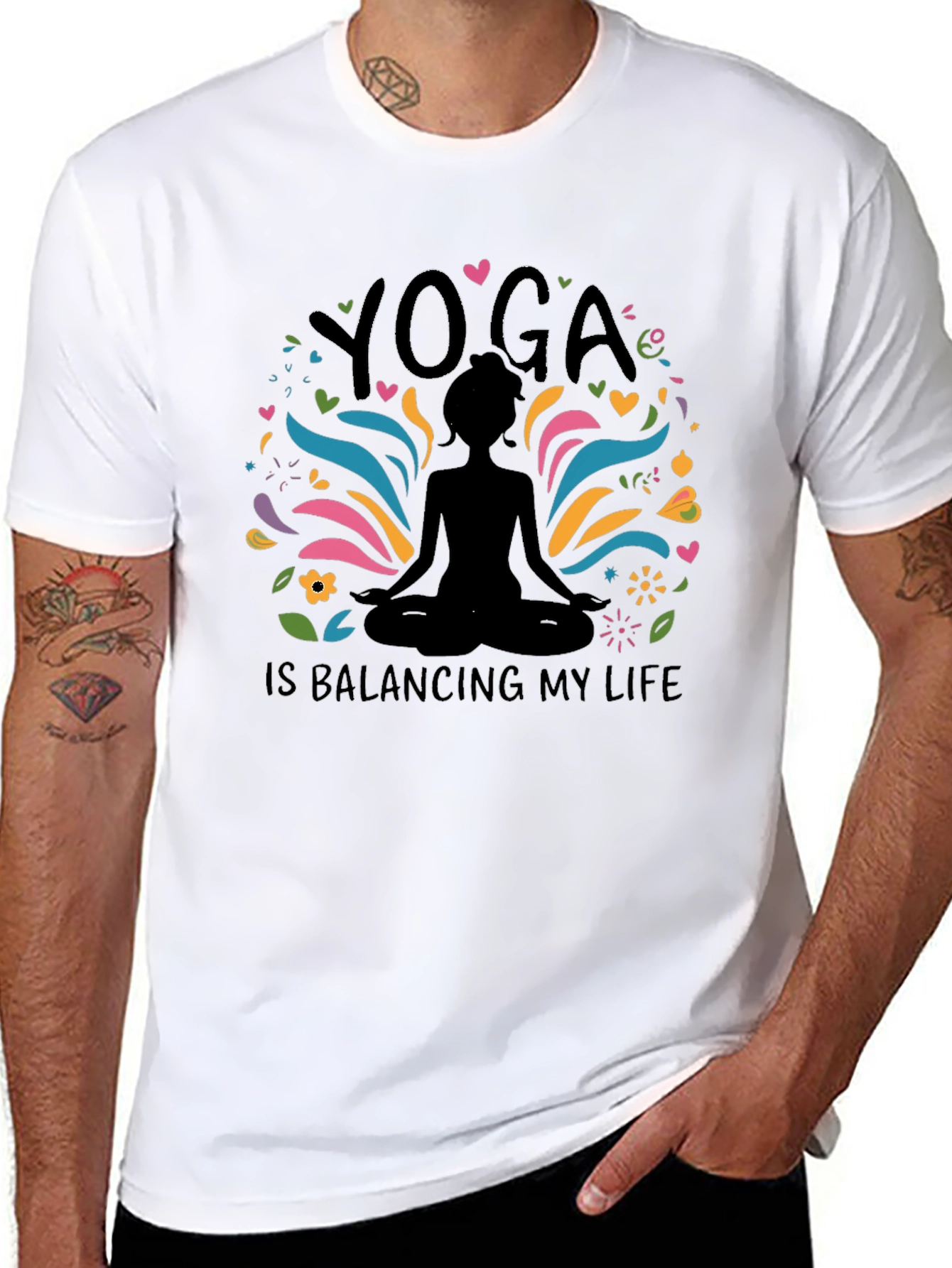 Yoga Balancing Life Black T-Shirt