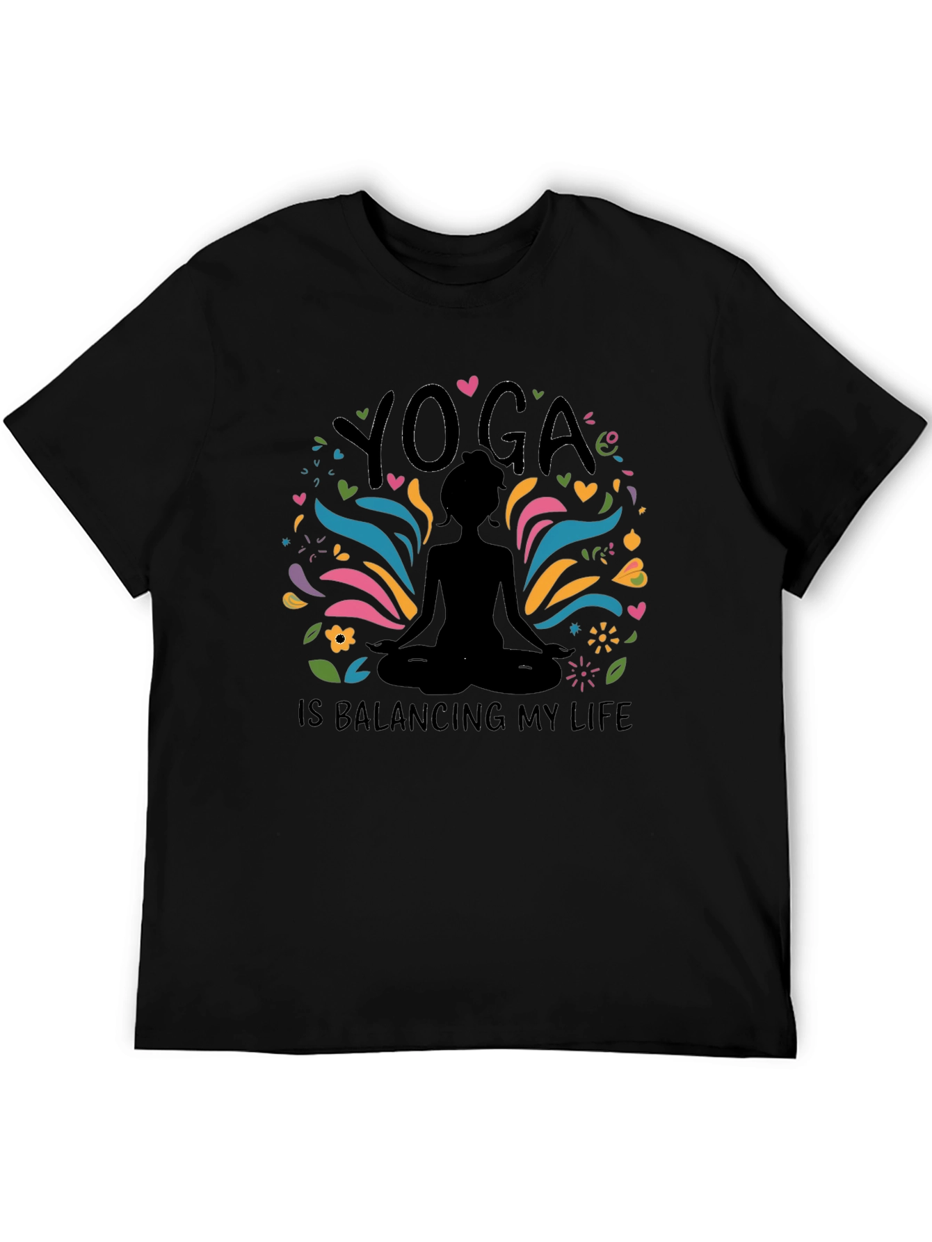 Yoga Balancing Life Black T-Shirt