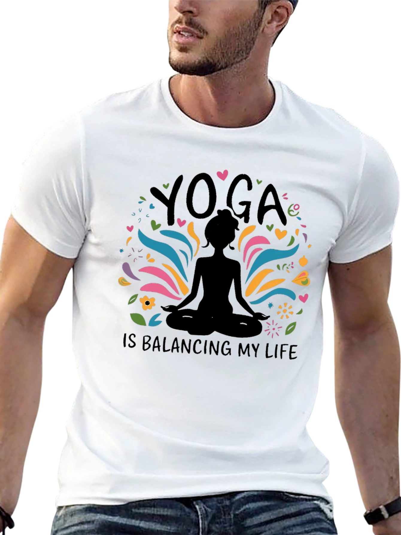 Yoga Balancing Life Black T-Shirt