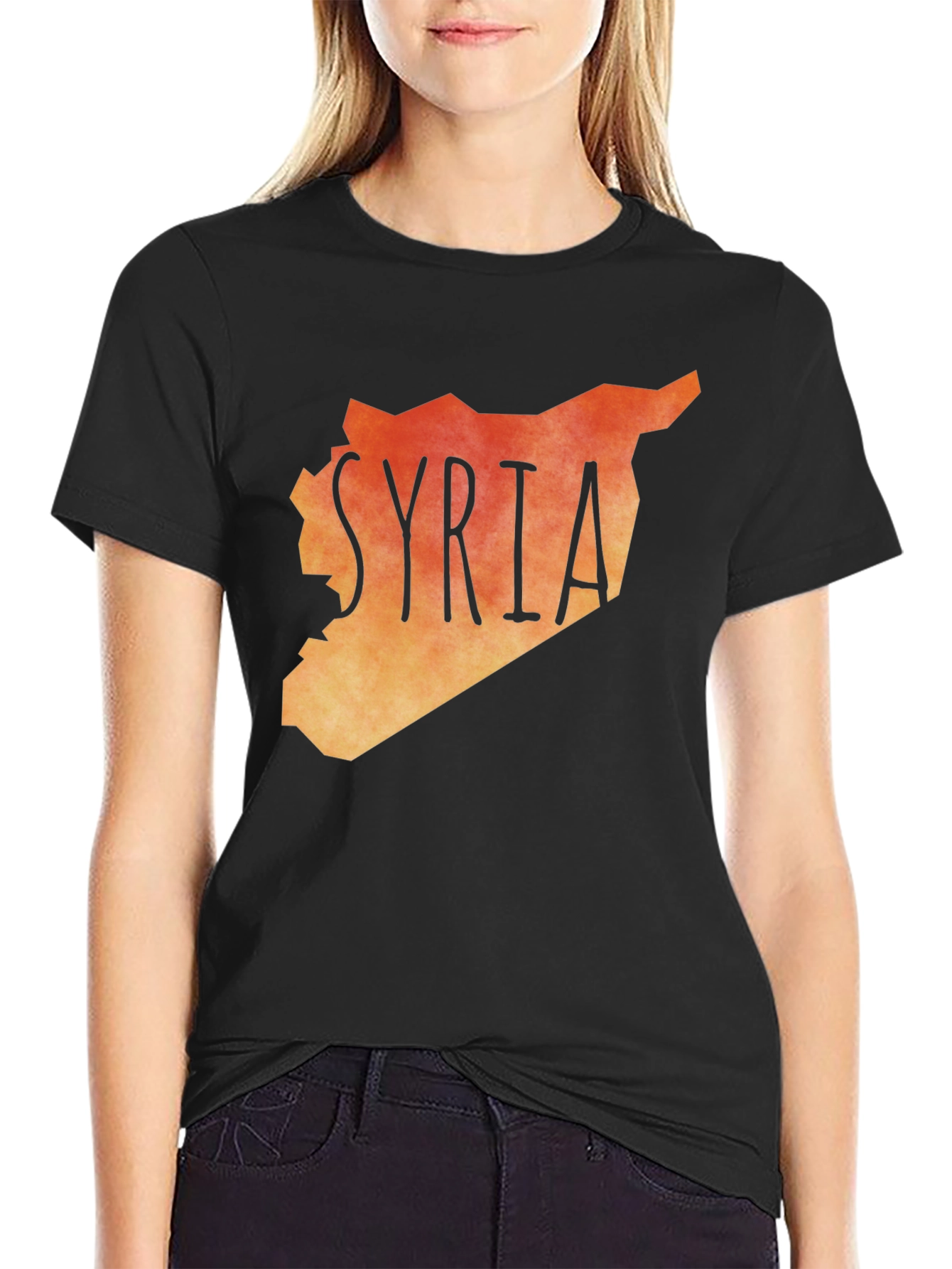 Syria Map Graphic Tee - Black