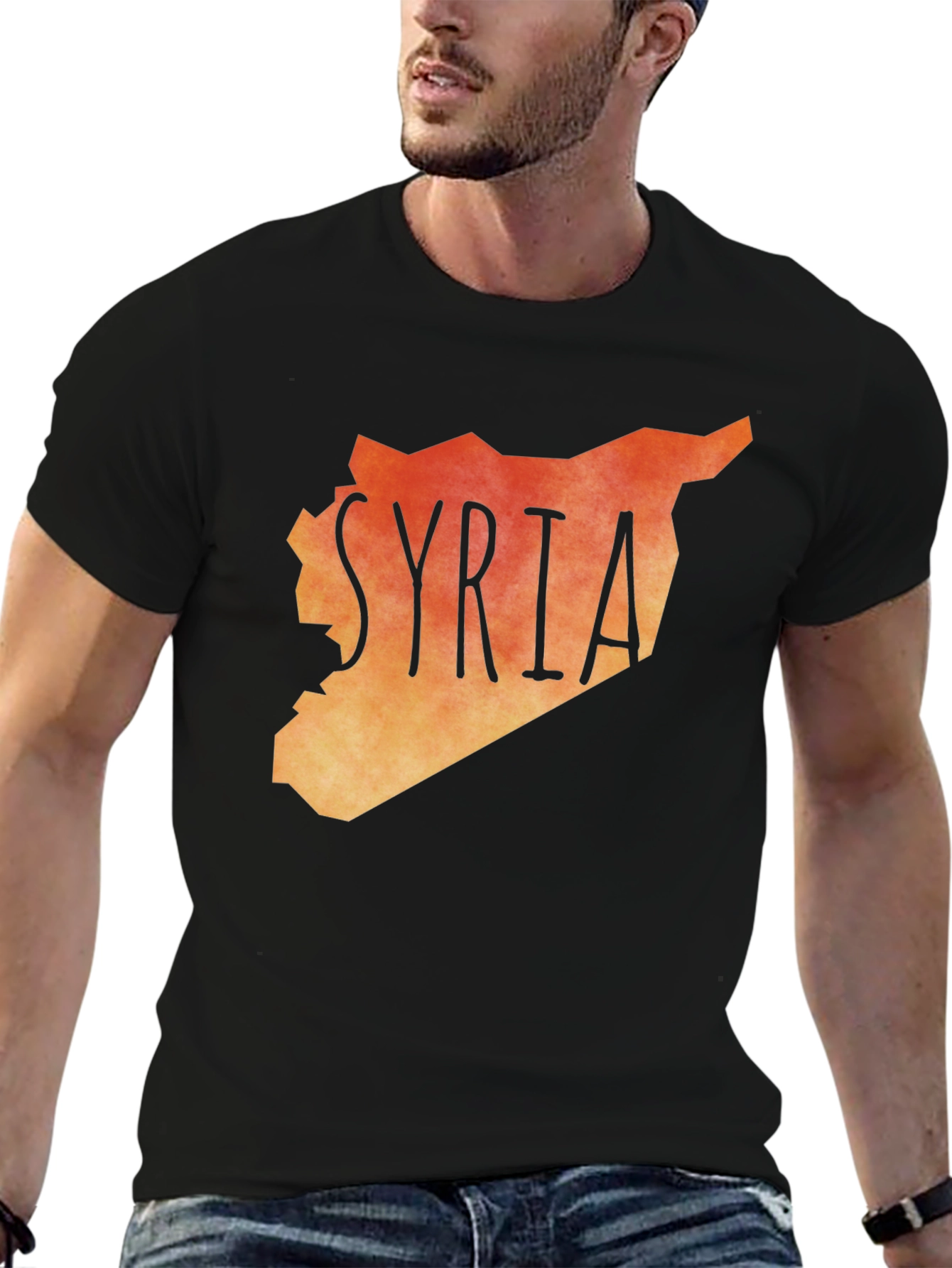 Syria Map Graphic Tee - Black