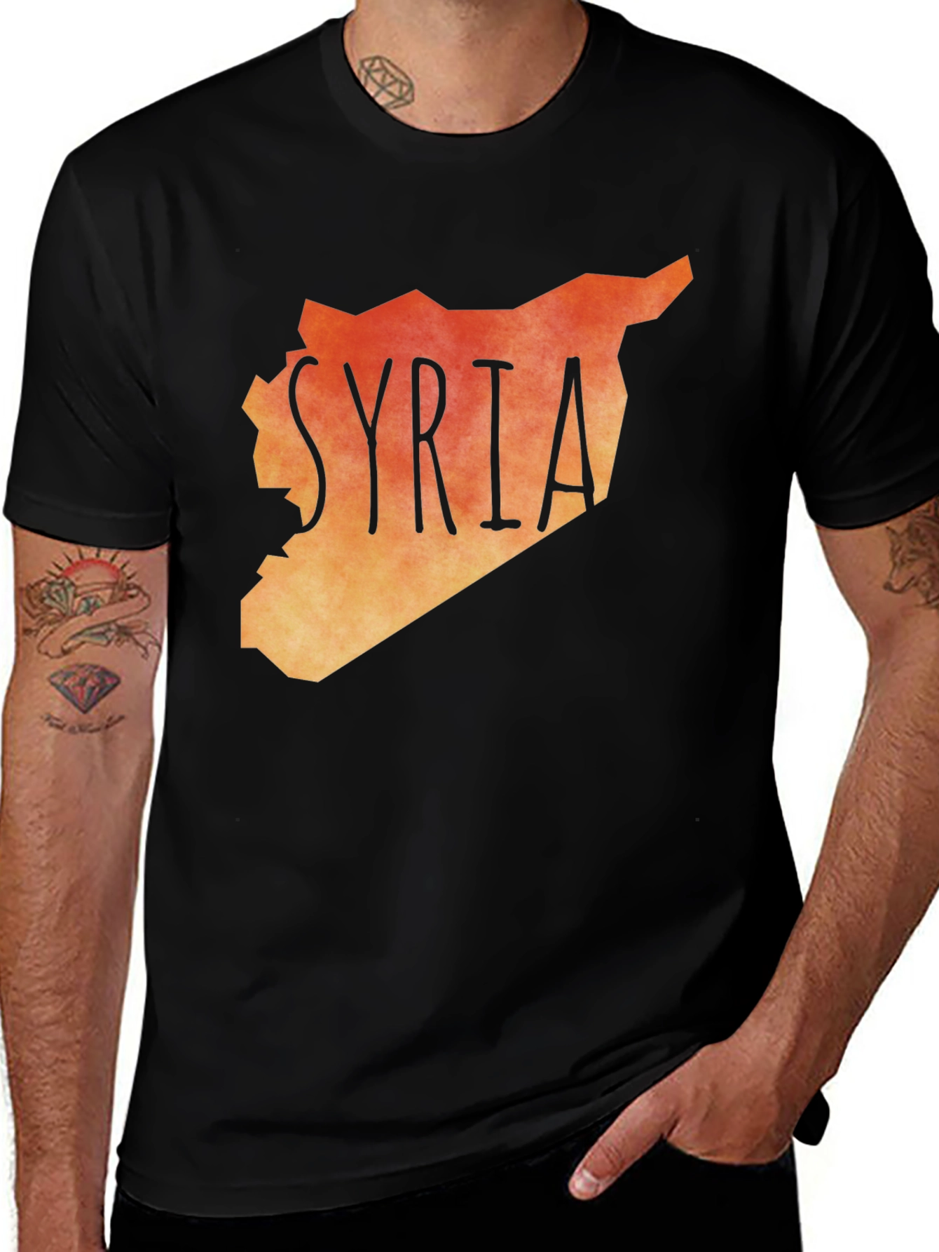 Syria Map Graphic Tee - Black
