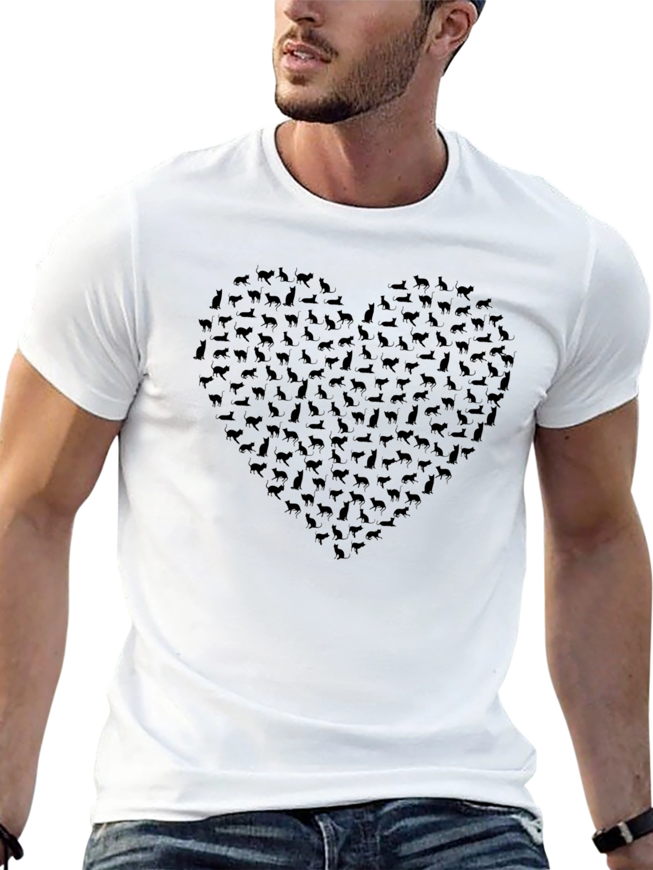 Cat Lover Heart Graphic Tee