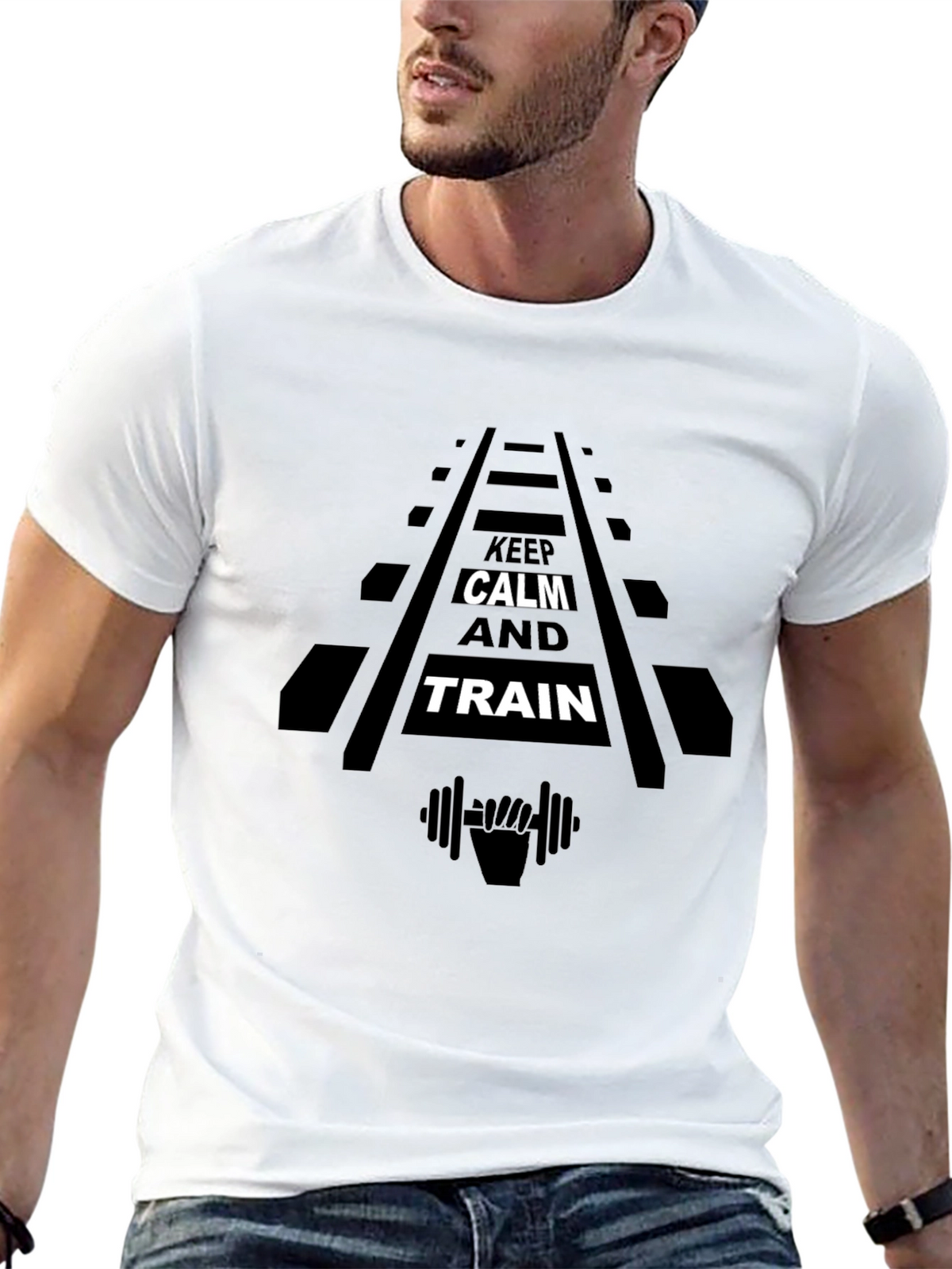 Keep Calm & Train Black T-Shirt | Gym Motivation