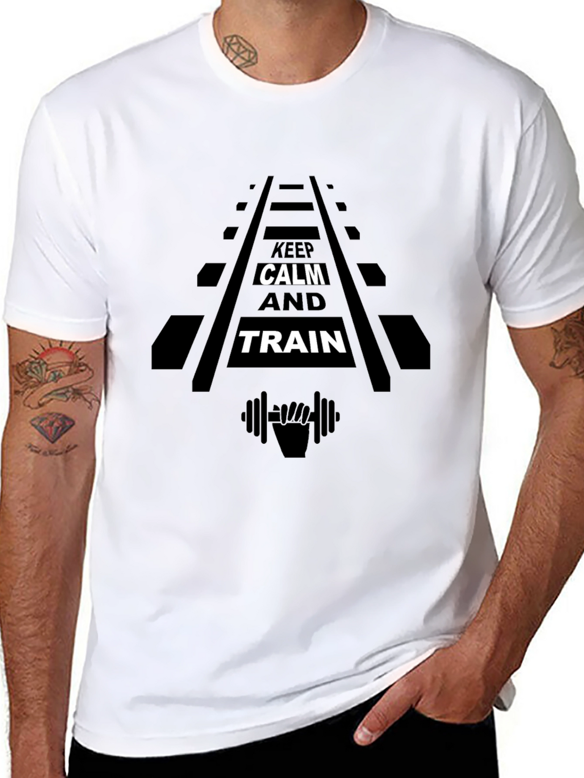 Keep Calm & Train Black T-Shirt | Gym Motivation