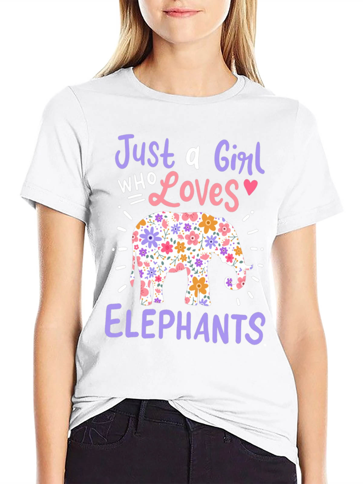 Girl Who Loves Elephants Graphic T-Shirt
