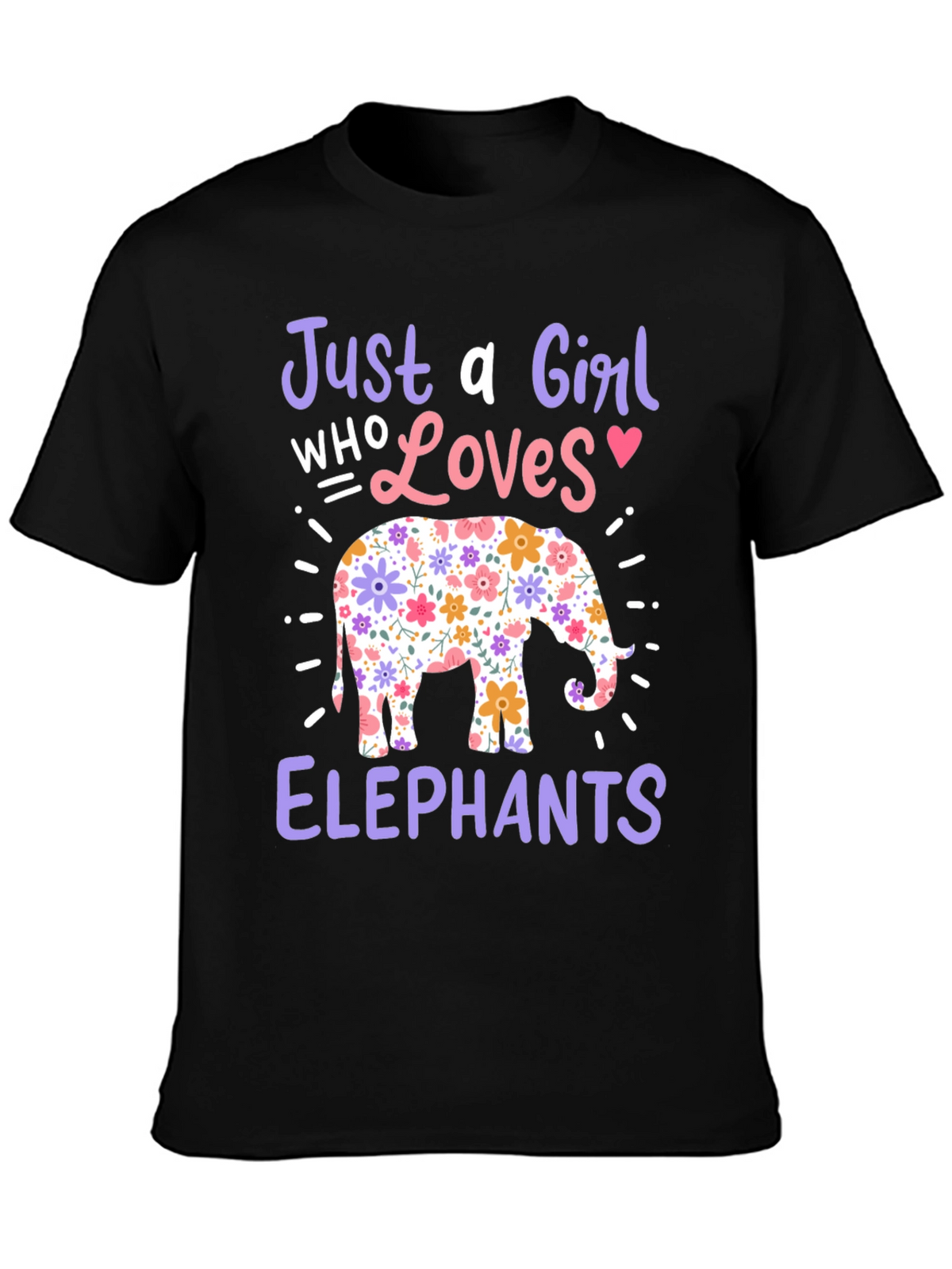 Girl Who Loves Elephants Graphic T-Shirt