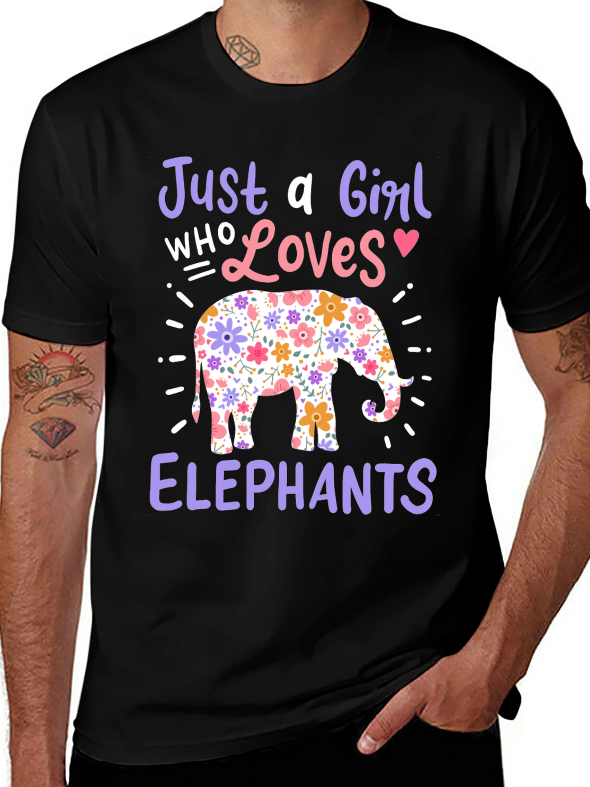 Girl Who Loves Elephants Graphic T-Shirt