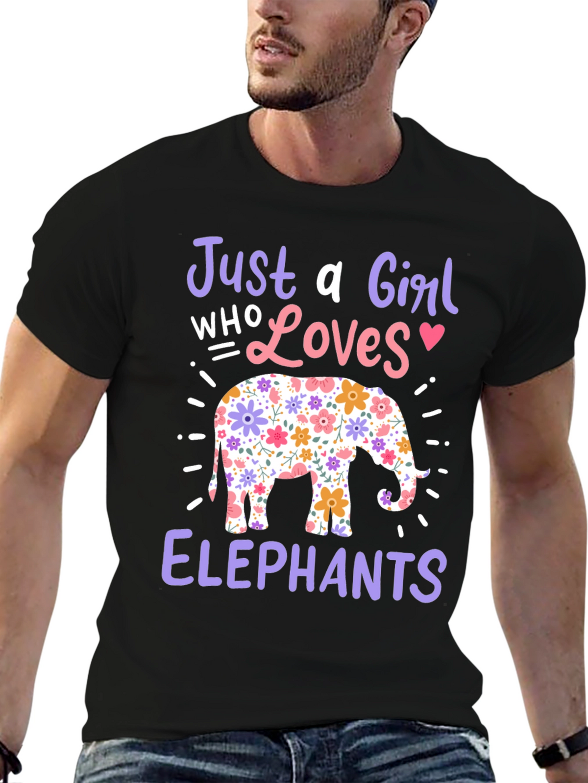 Girl Who Loves Elephants Graphic T-Shirt