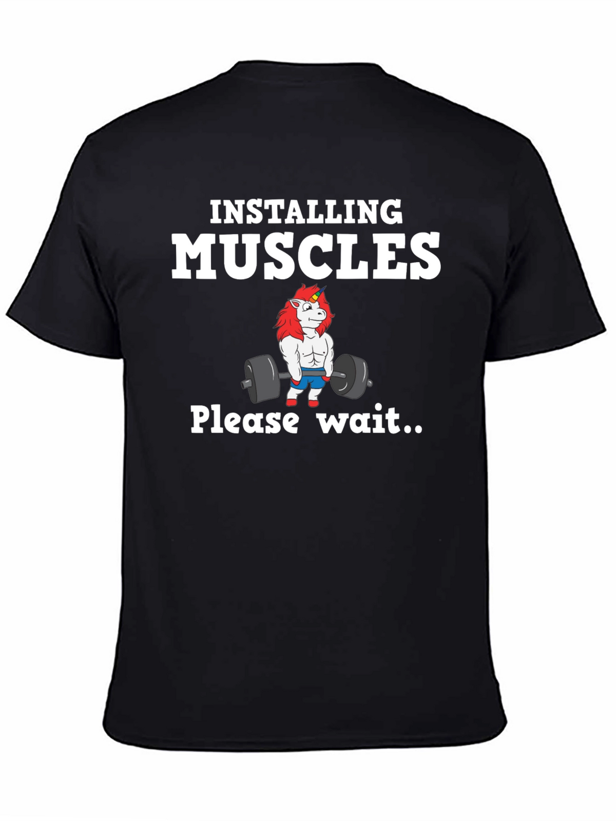 Installing Muscles Unicorn Black T-Shirt