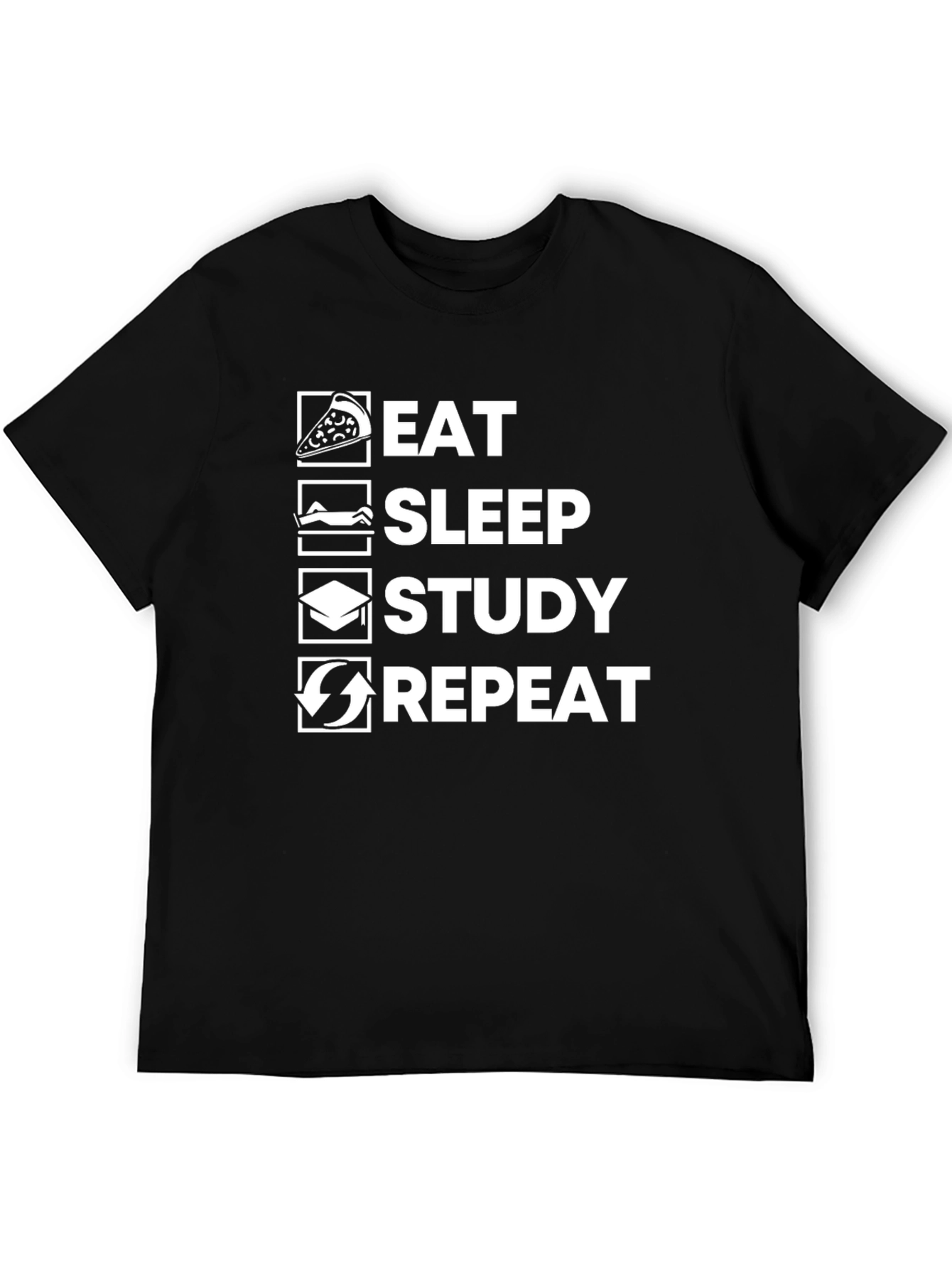 Eat Sleep Study Repeat Graphic T-Shirt