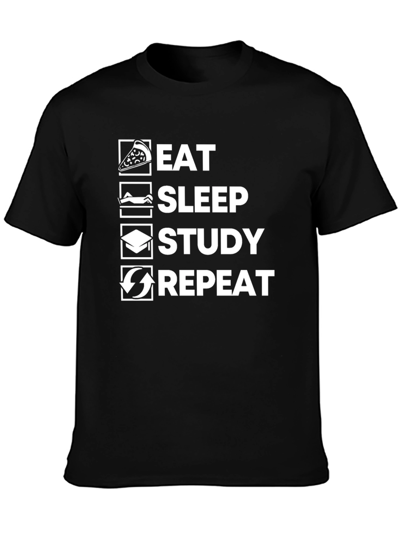 Eat Sleep Study Repeat Graphic T-Shirt