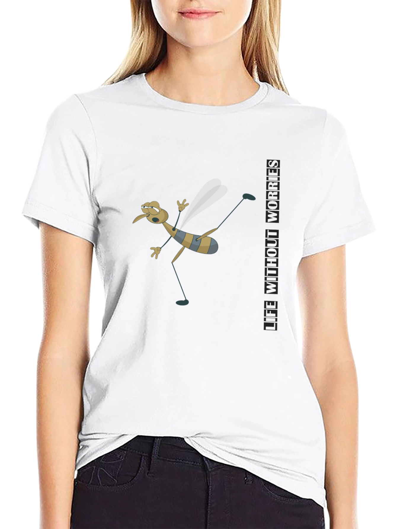 Cartoon Mosquito Humor Black T-Shirt