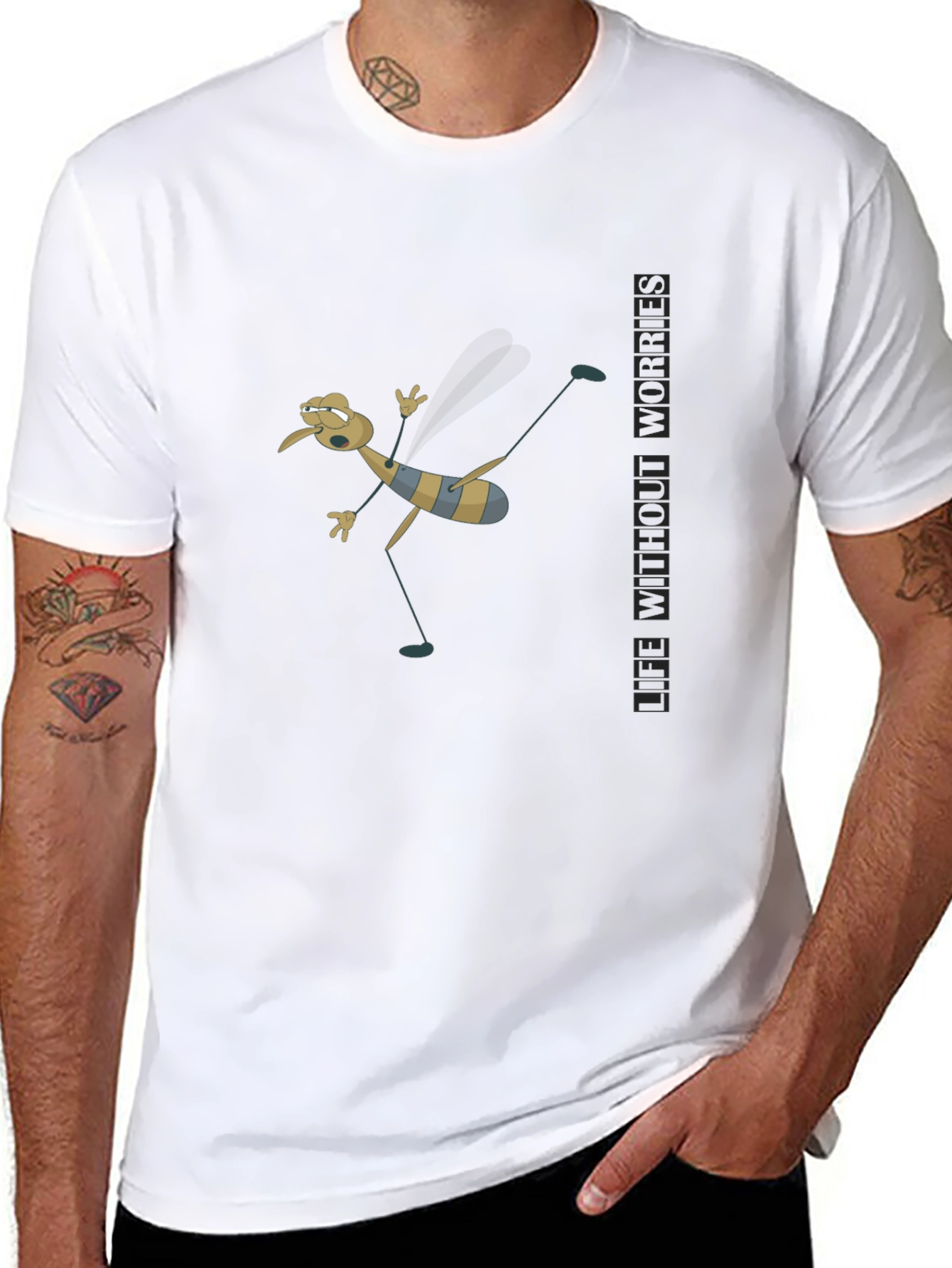 Cartoon Mosquito Humor Black T-Shirt