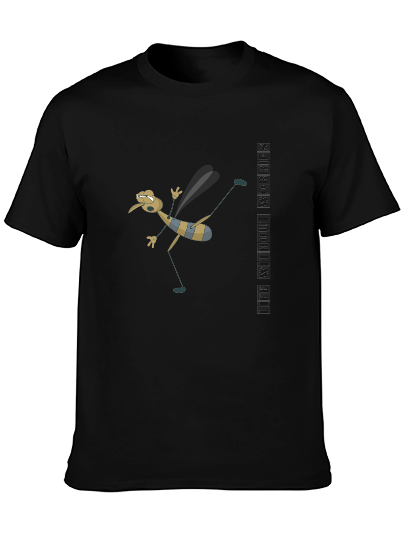 Cartoon Mosquito Humor Black T-Shirt
