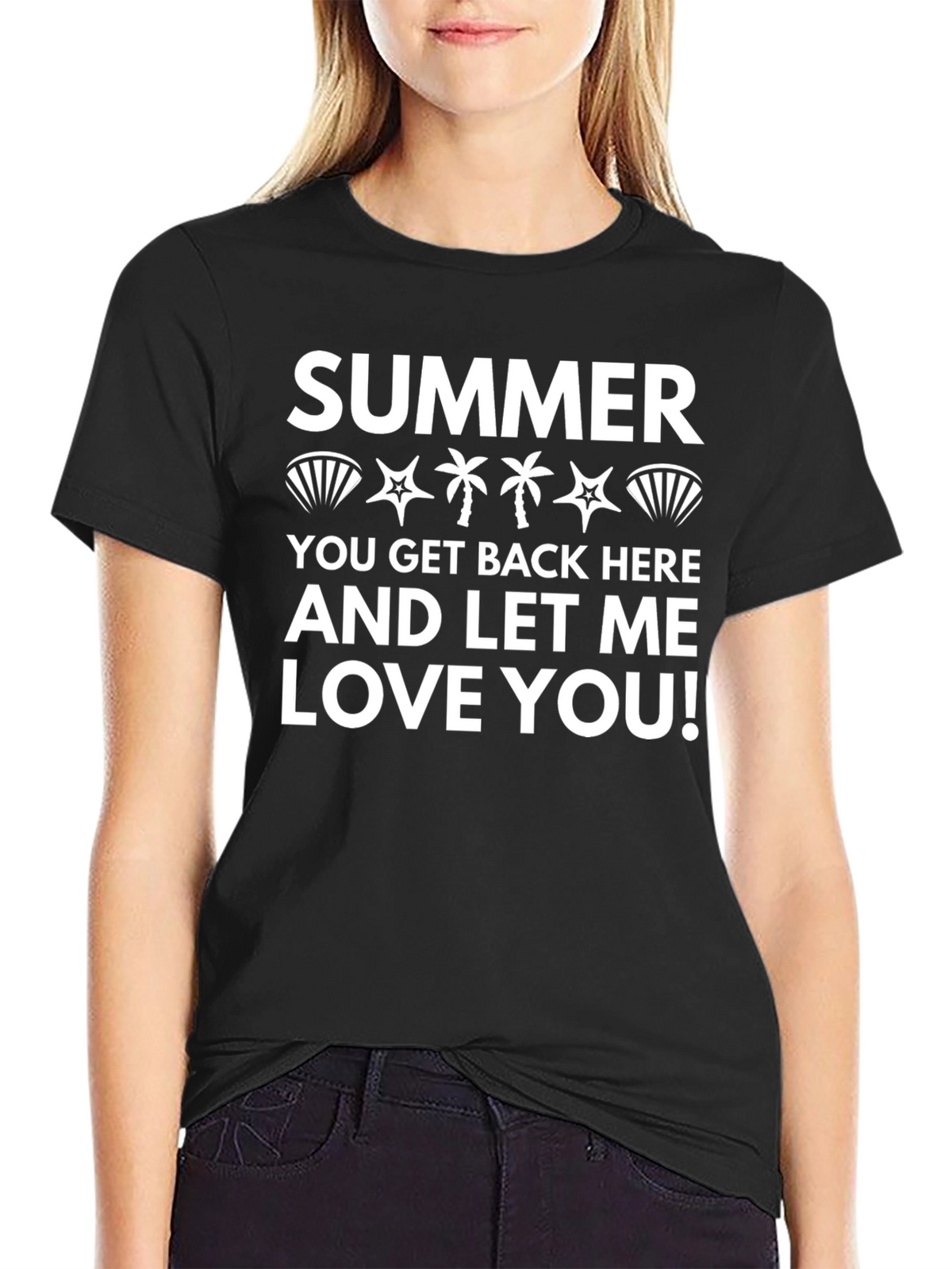 Summer Love Graphic Tee - Black Cotton T-Shirt