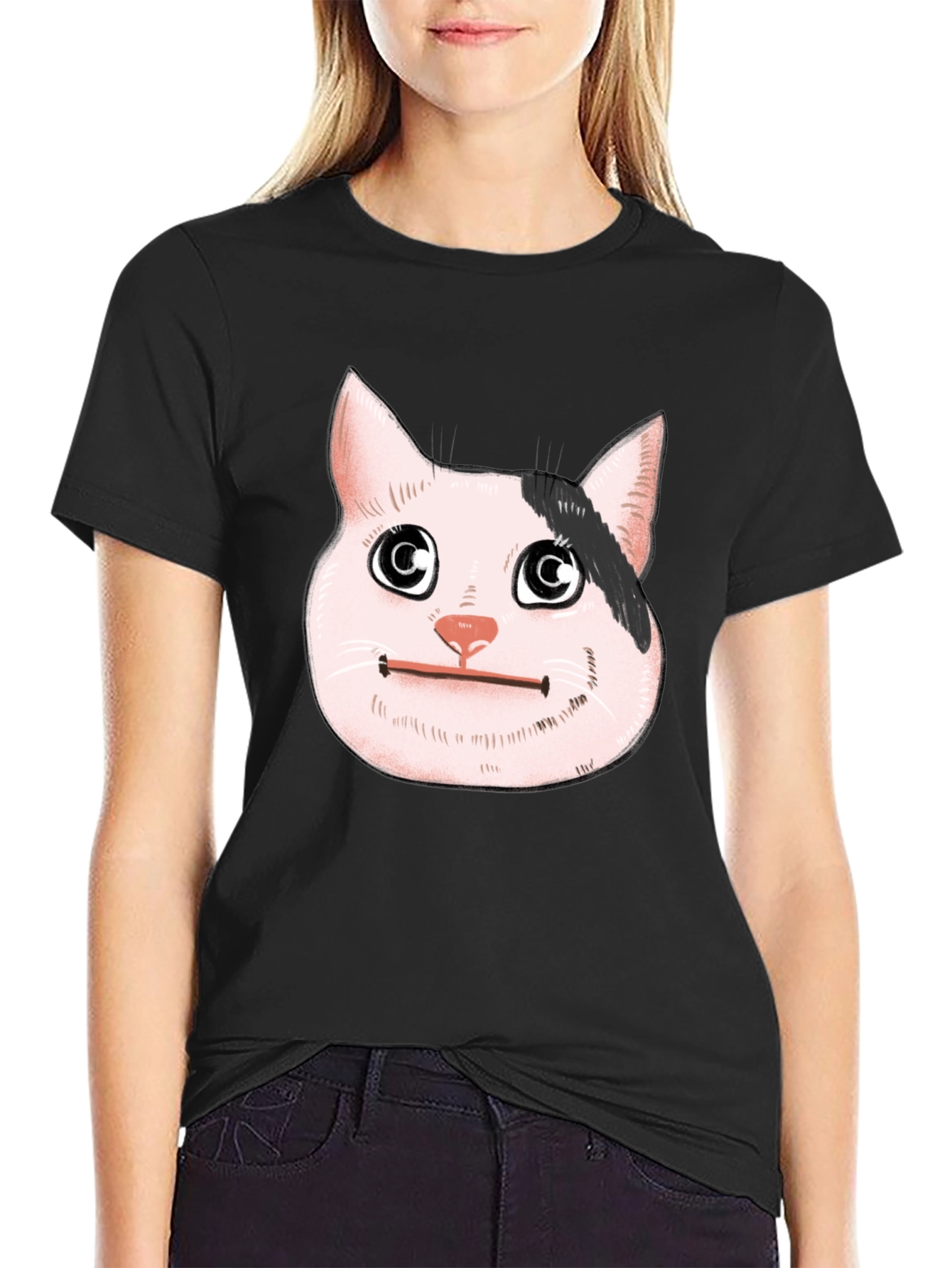 Beluga Cat Meme Black T-Shirt