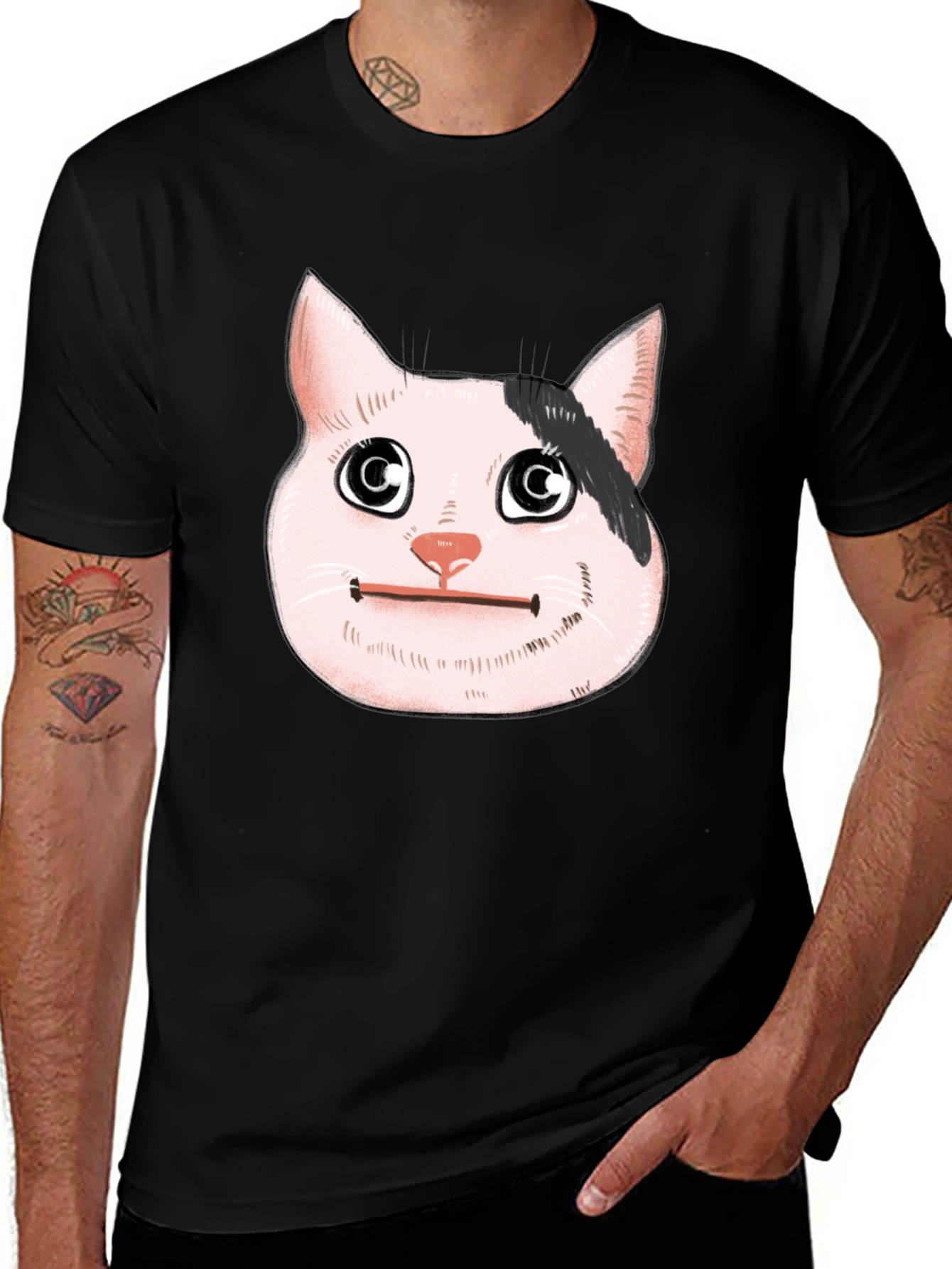 Beluga Cat Meme Black T-Shirt