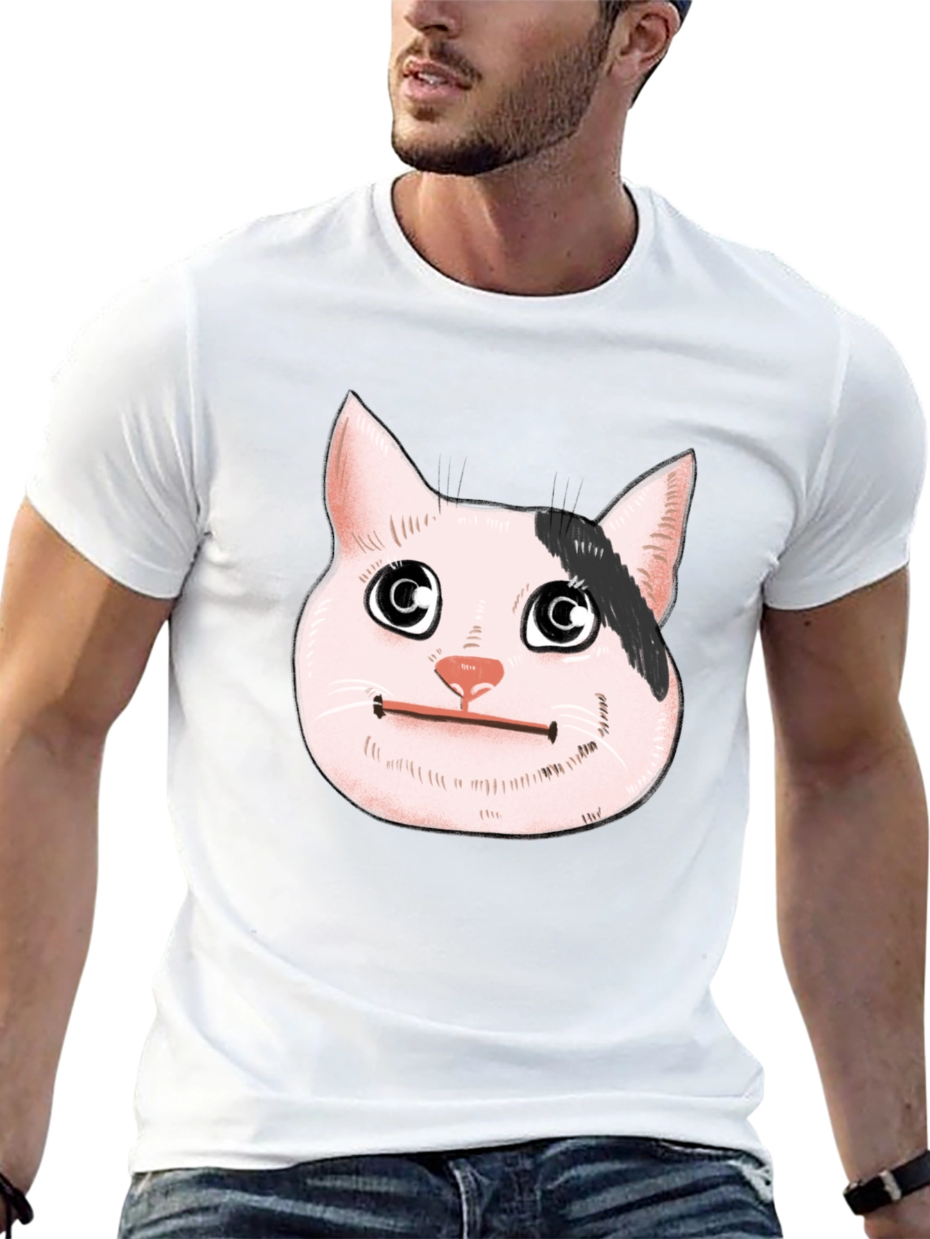 Beluga Cat Meme Black T-Shirt