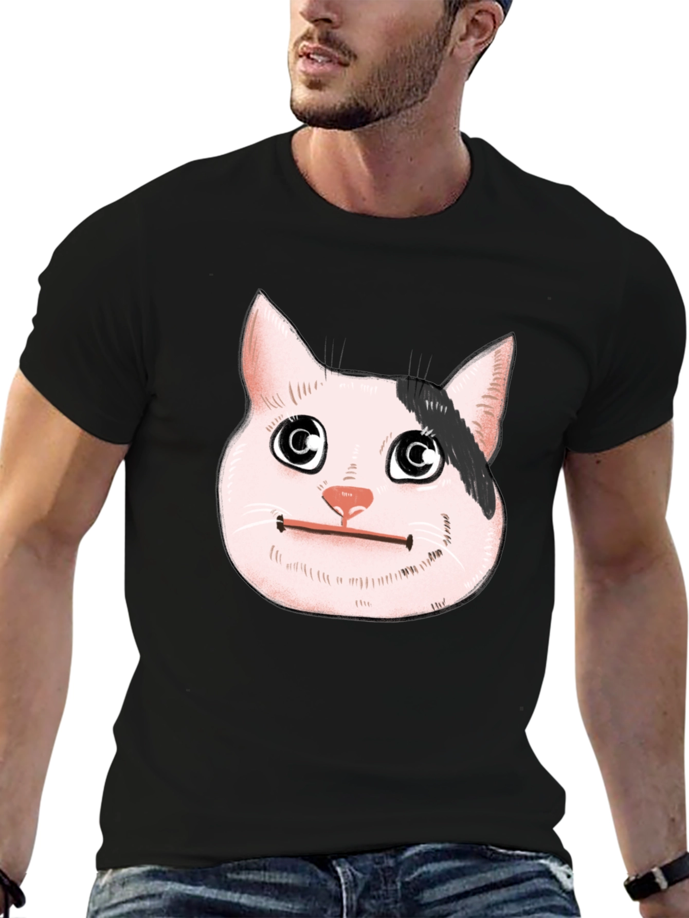 Beluga Cat Meme Black T-Shirt