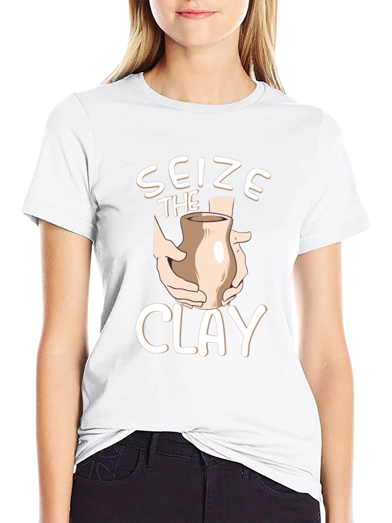 Seize the Clay Black T-Shirt Pottery Design