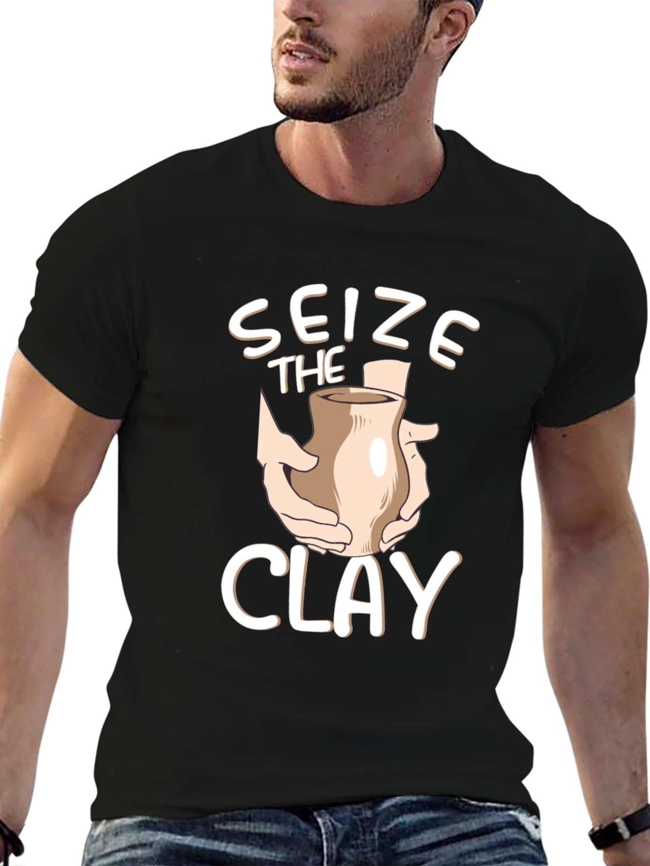 Seize the Clay Black T-Shirt Pottery Design