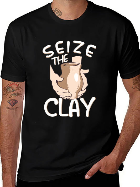 Seize the Clay Black T-Shirt Pottery Design