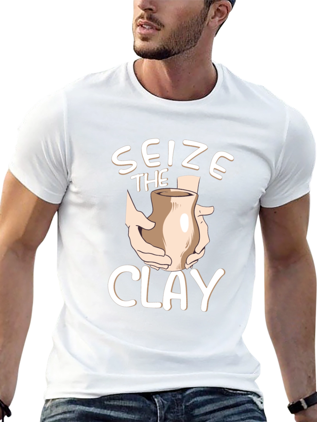 Seize the Clay Black T-Shirt Pottery Design