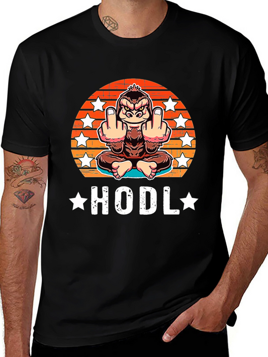 HODL Gorilla Graphic Tee - Offensive Humor Black T-Shirt