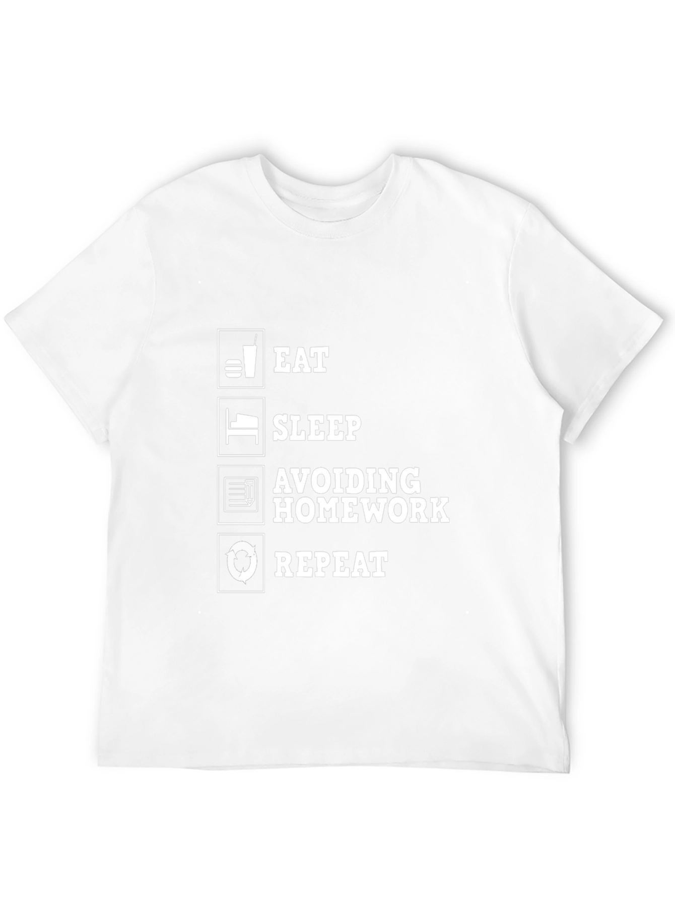 Eat Sleep Avoiding Homework Repeat Black Graphic Tee