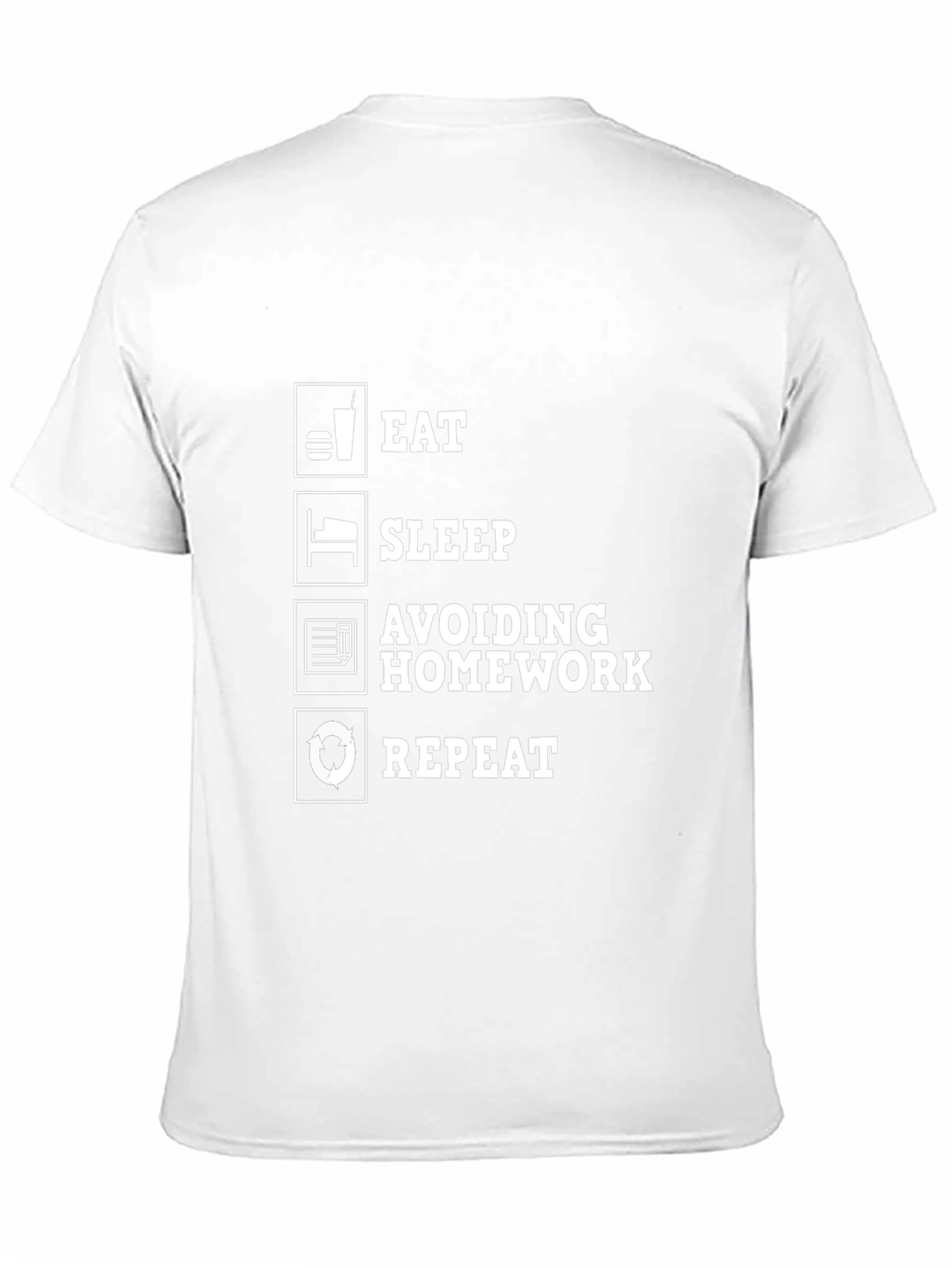 Eat Sleep Avoiding Homework Repeat Black Graphic Tee