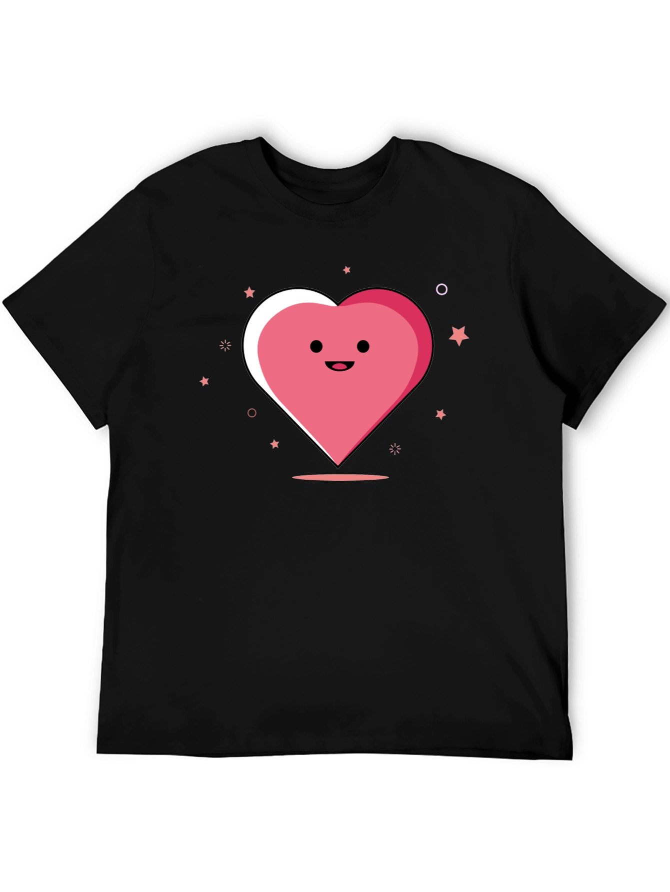 Cute Heart Graphic Black T-Shirt