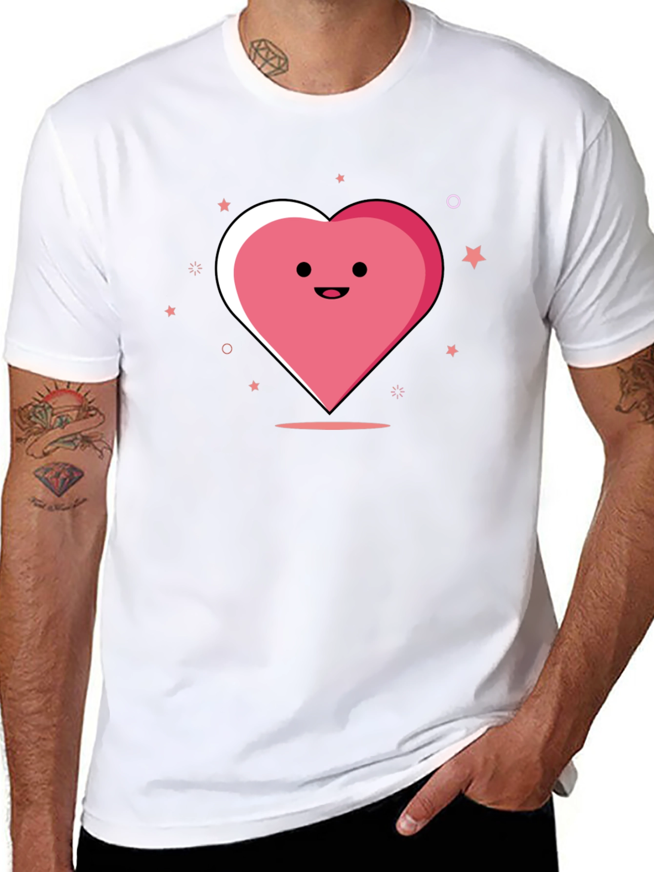 Cute Heart Graphic Black T-Shirt