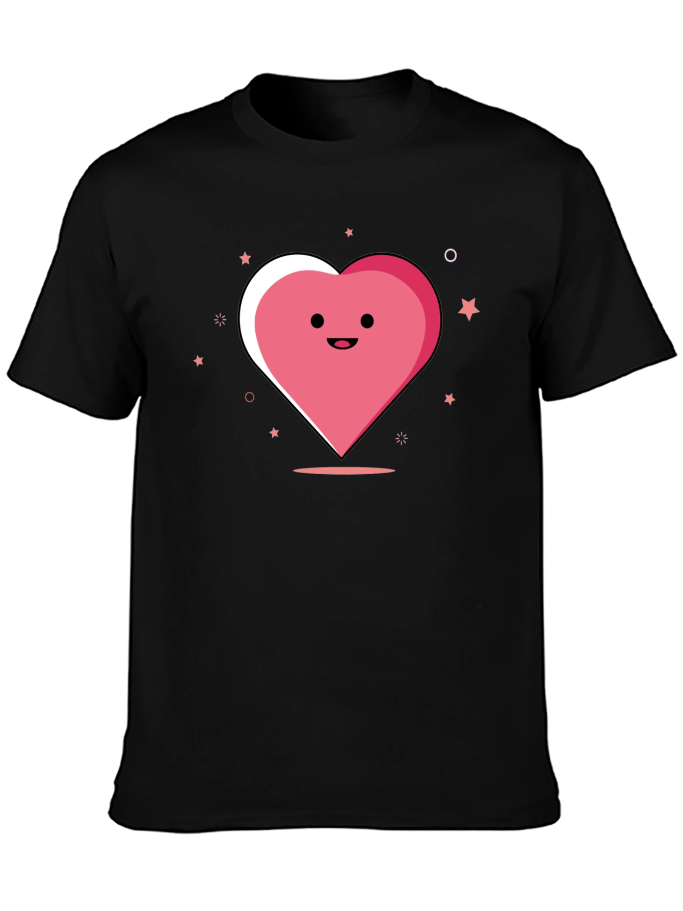 Cute Heart Graphic Black T-Shirt