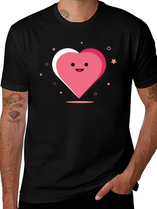 Cute Heart Graphic Black T-Shirt