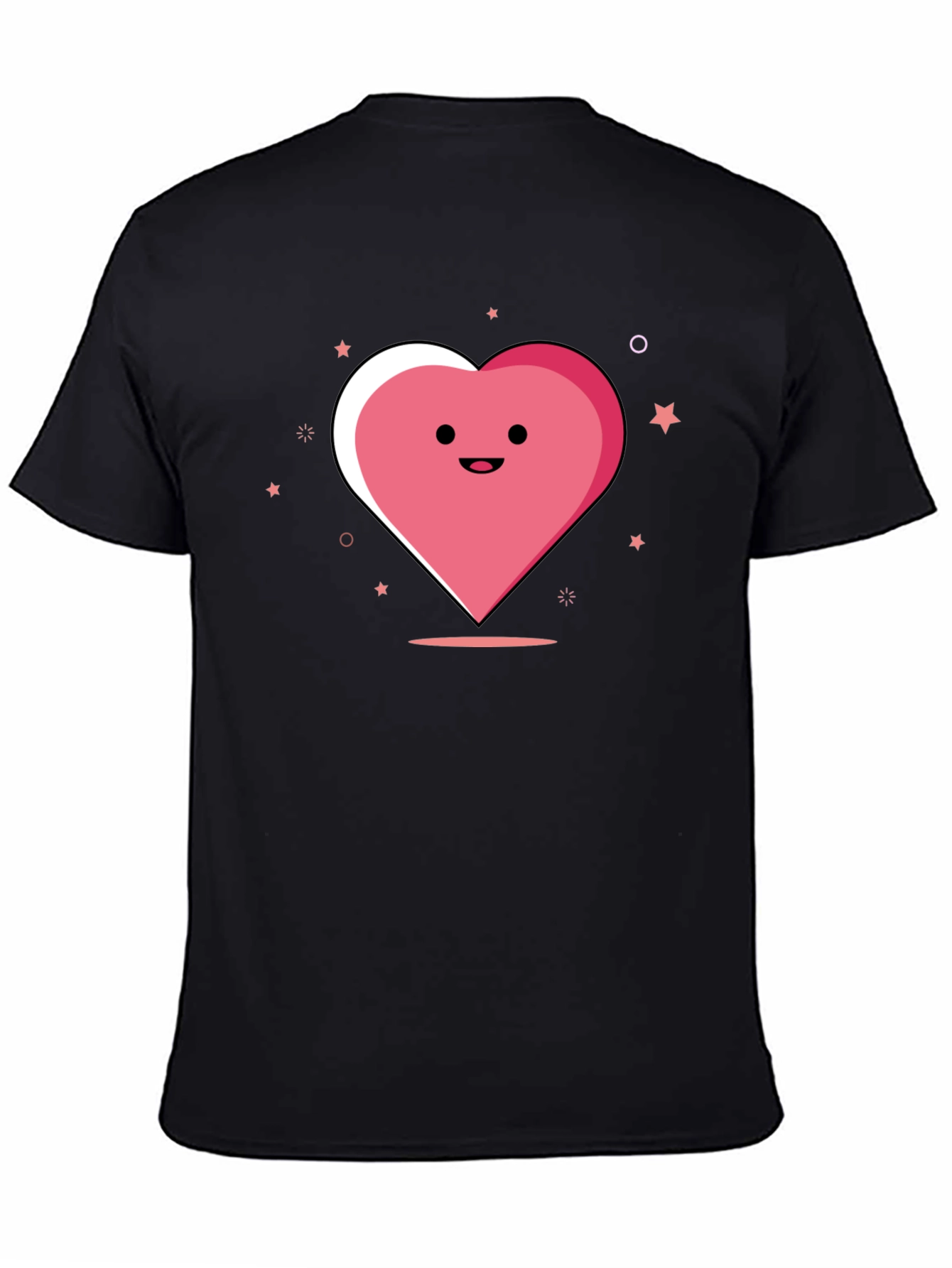 Cute Heart Graphic Black T-Shirt