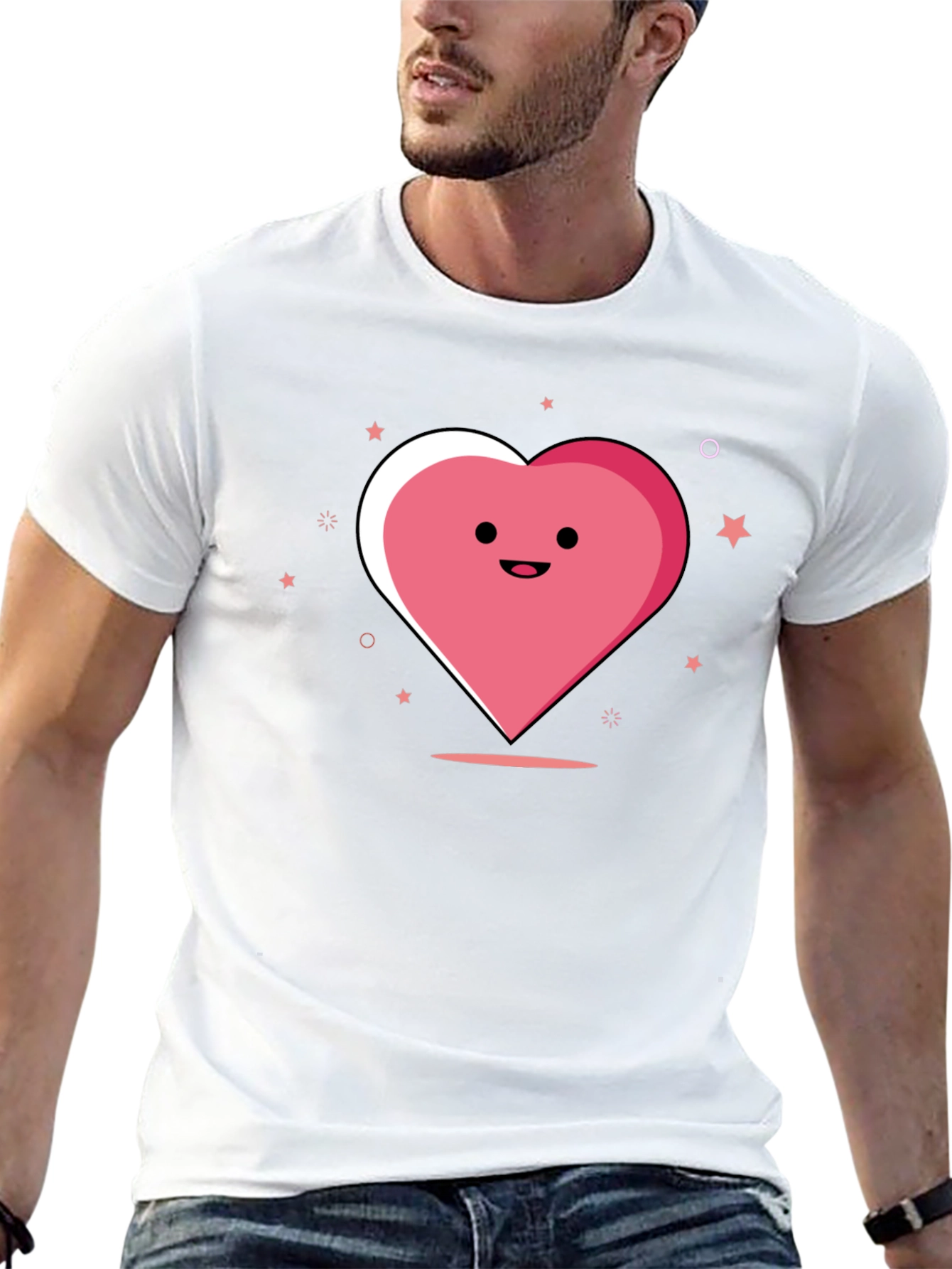 Cute Heart Graphic Black T-Shirt