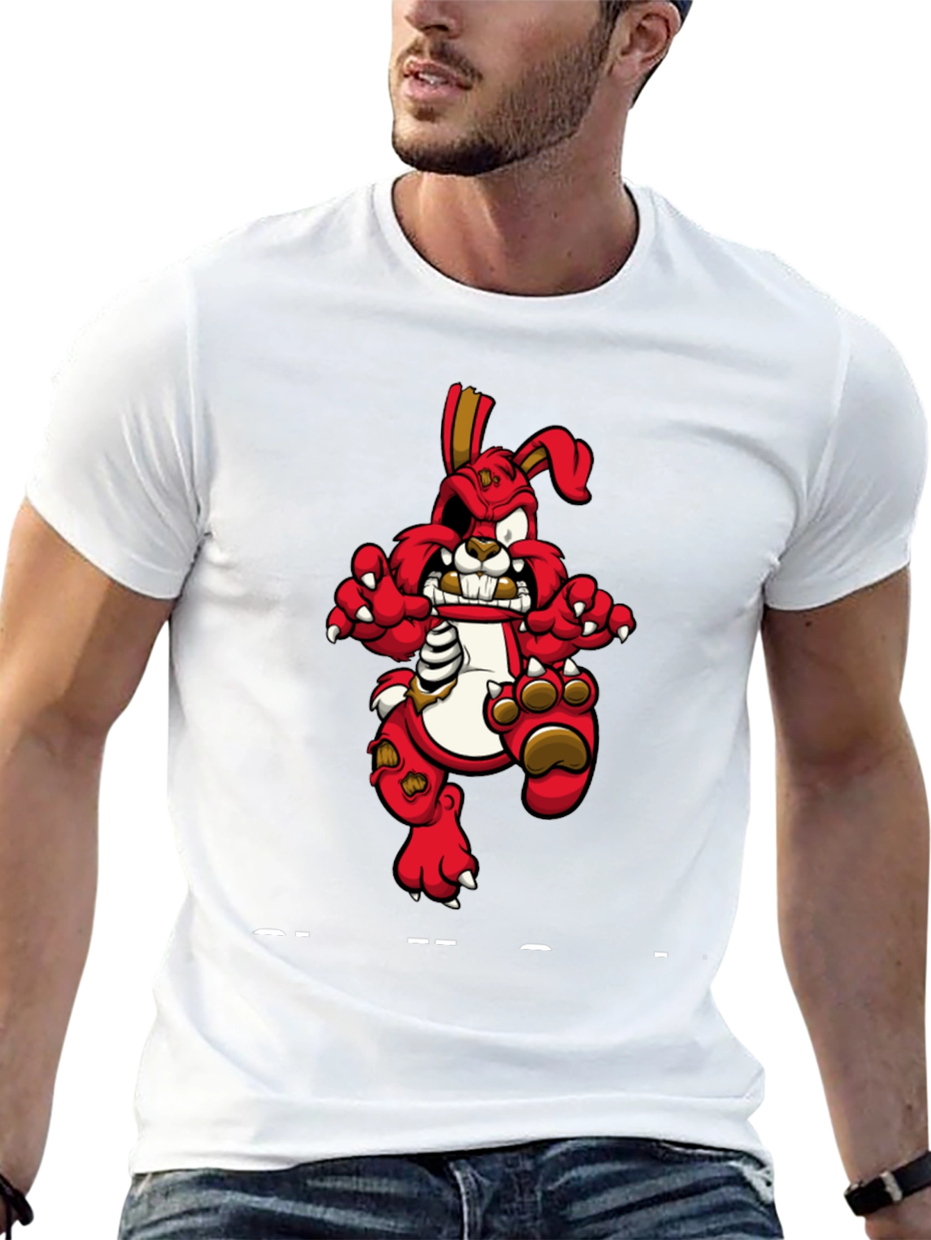 Zombie Bunny Graphic T-Shirt - Black Cotton Tee
