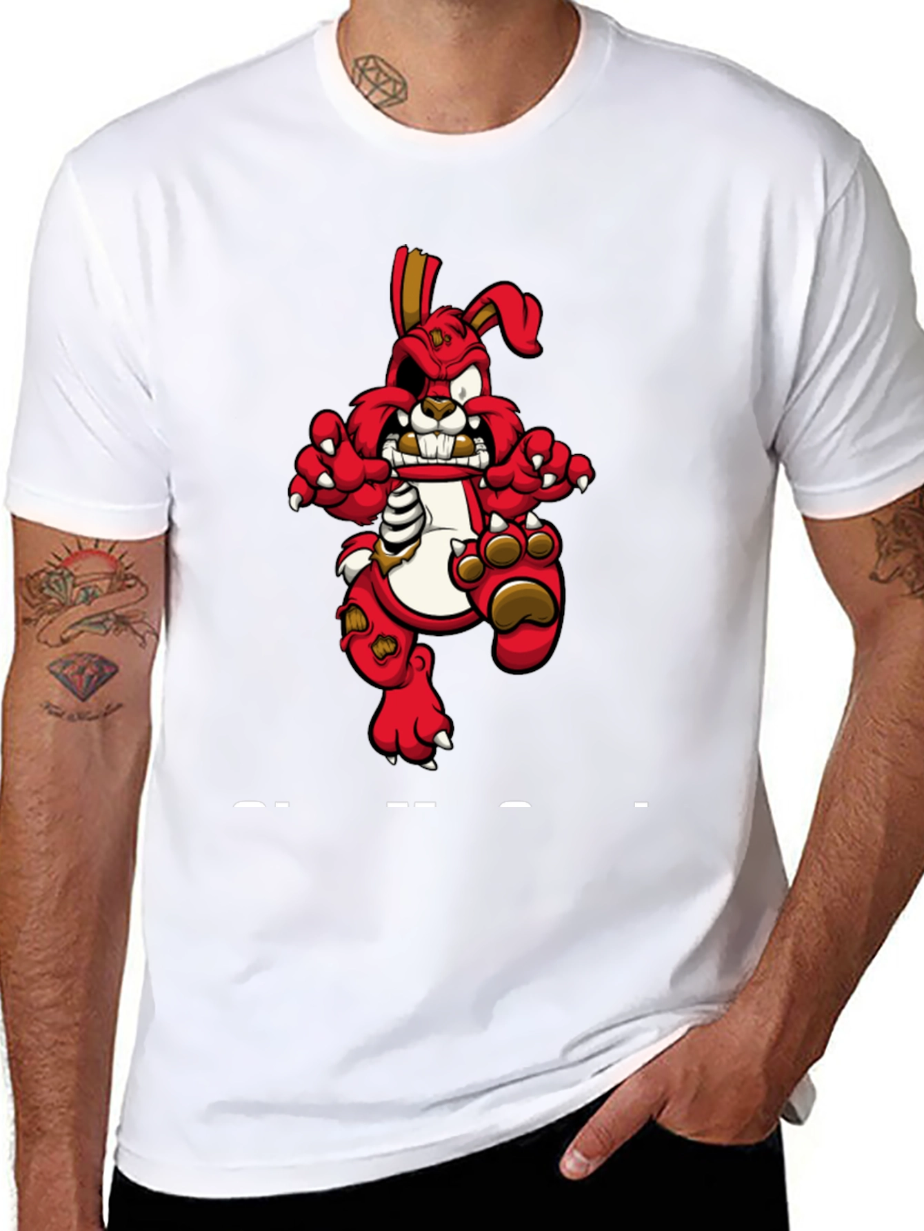 Zombie Bunny Graphic T-Shirt - Black Cotton Tee