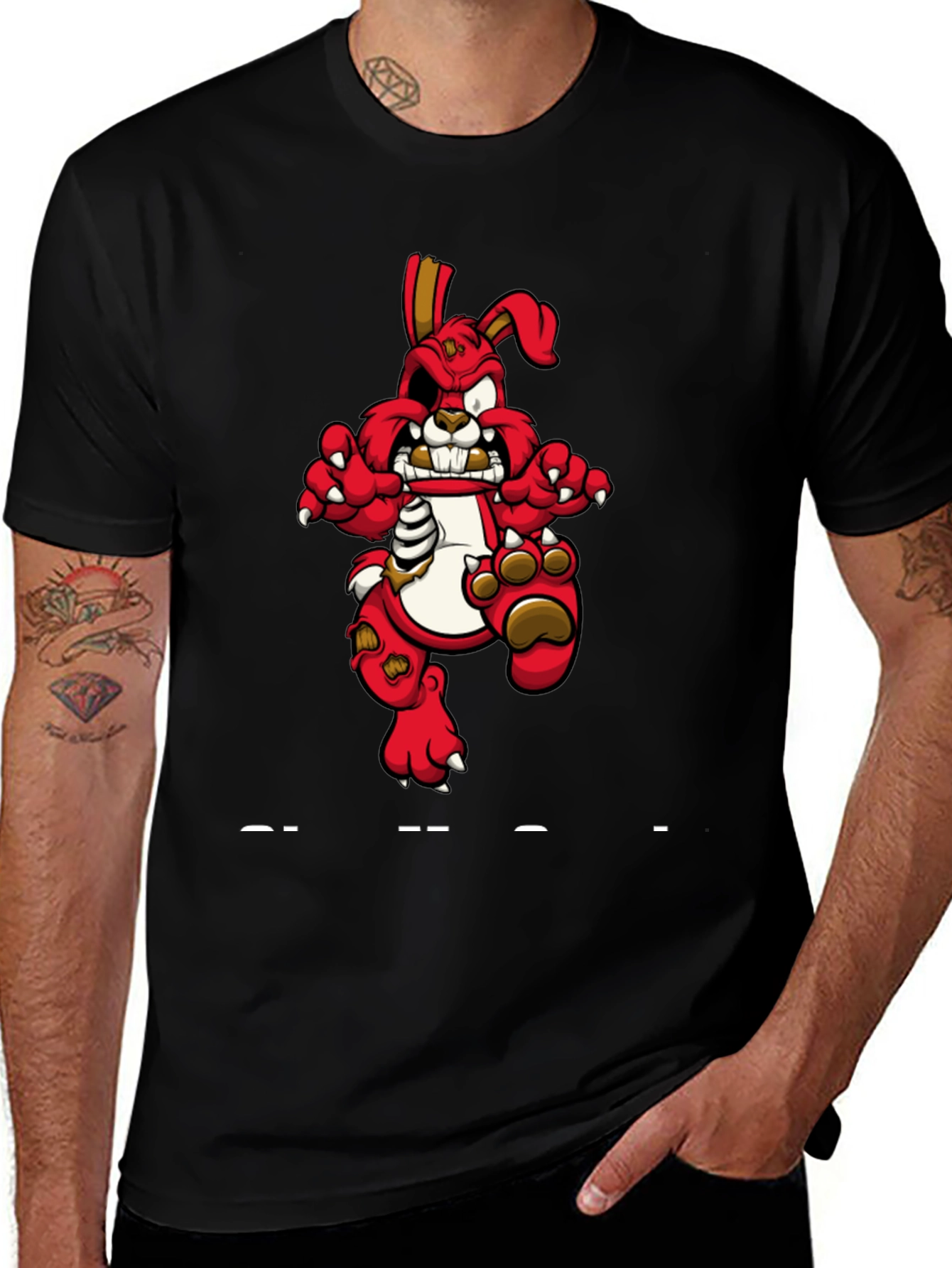 Zombie Bunny Graphic T-Shirt - Black Cotton Tee