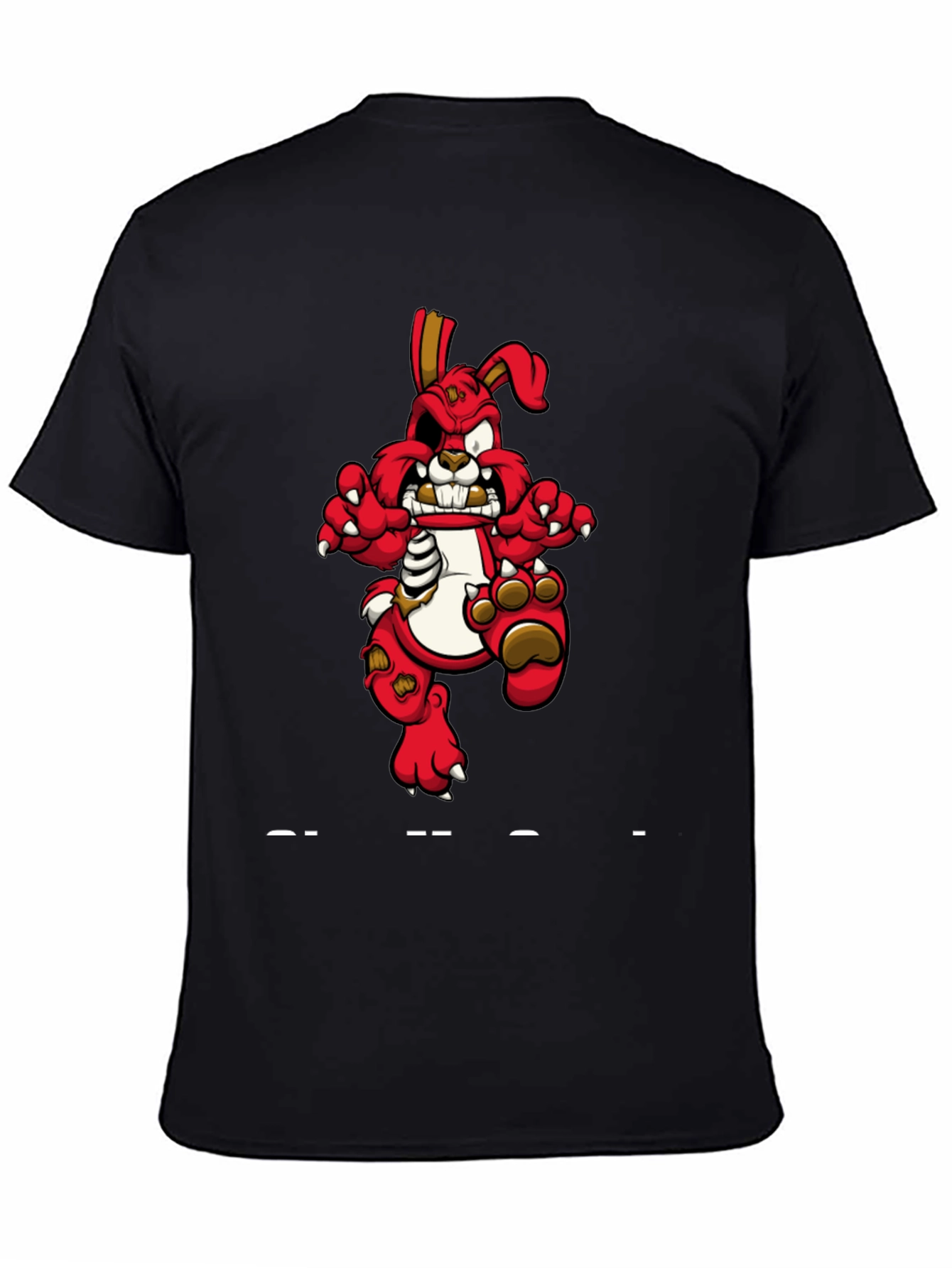 Zombie Bunny Graphic T-Shirt - Black Cotton Tee