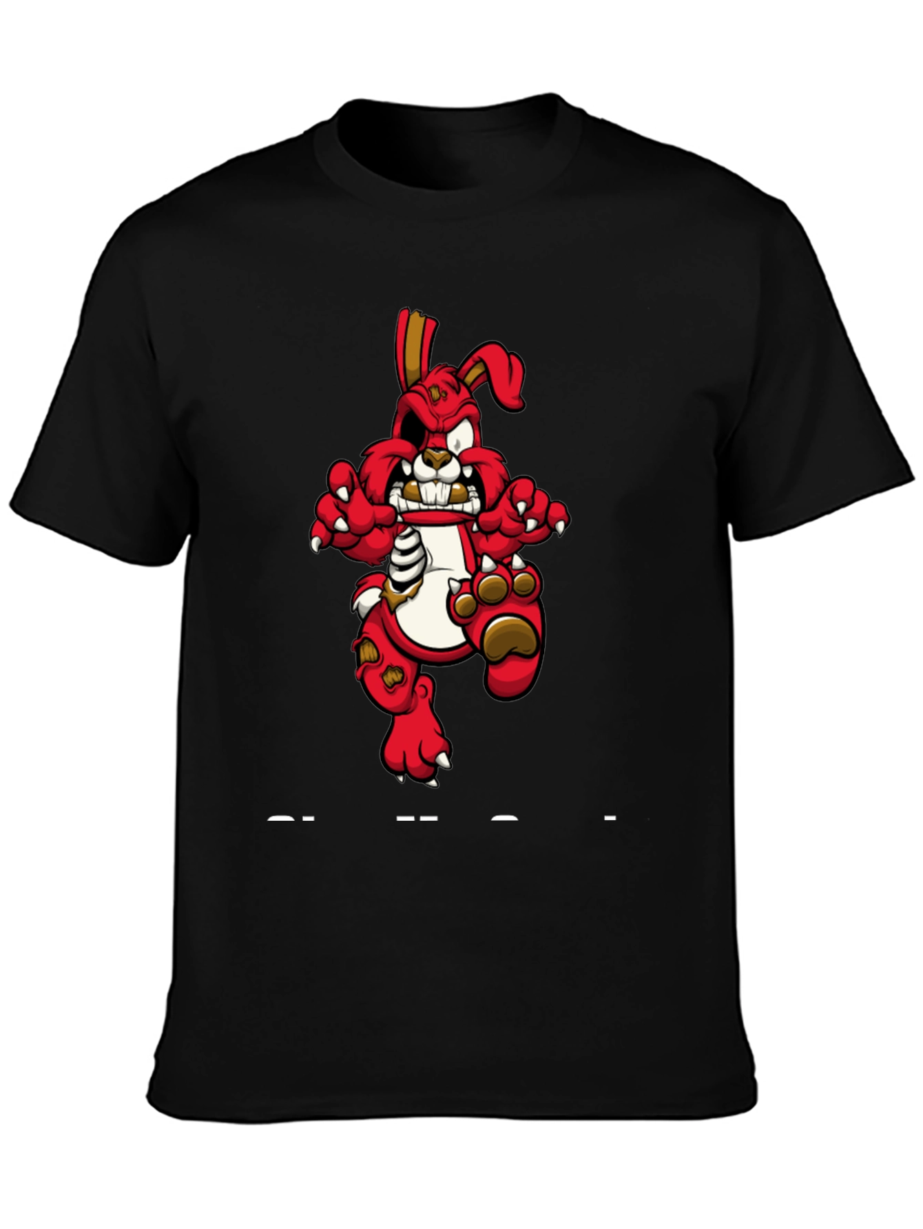 Zombie Bunny Graphic T-Shirt - Black Cotton Tee