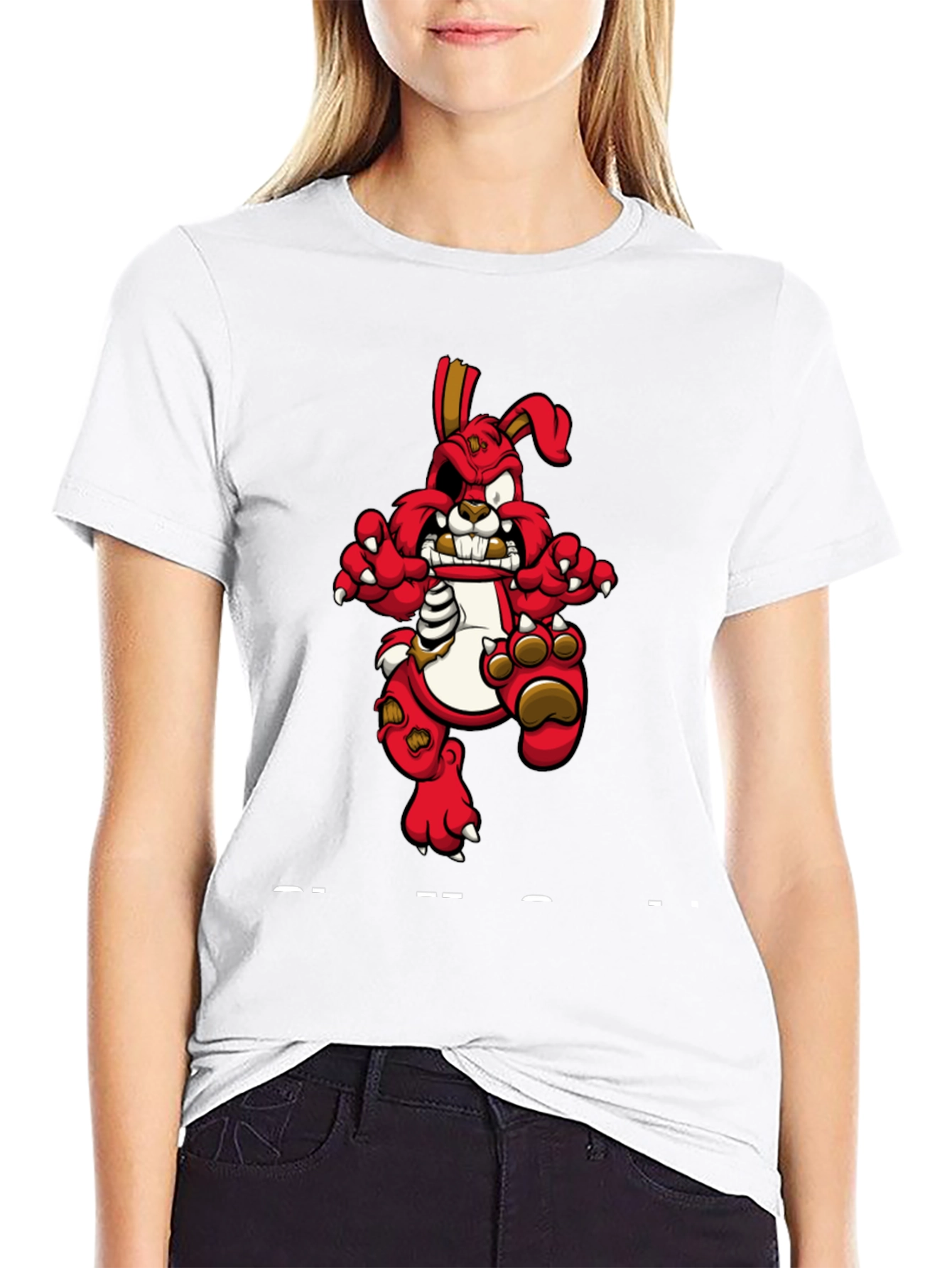 Zombie Bunny Graphic T-Shirt - Black Cotton Tee