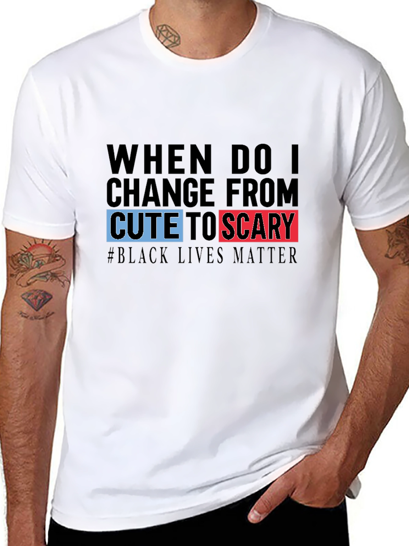 Black T-Shirt: Cute to Scary - Black Lives Matter