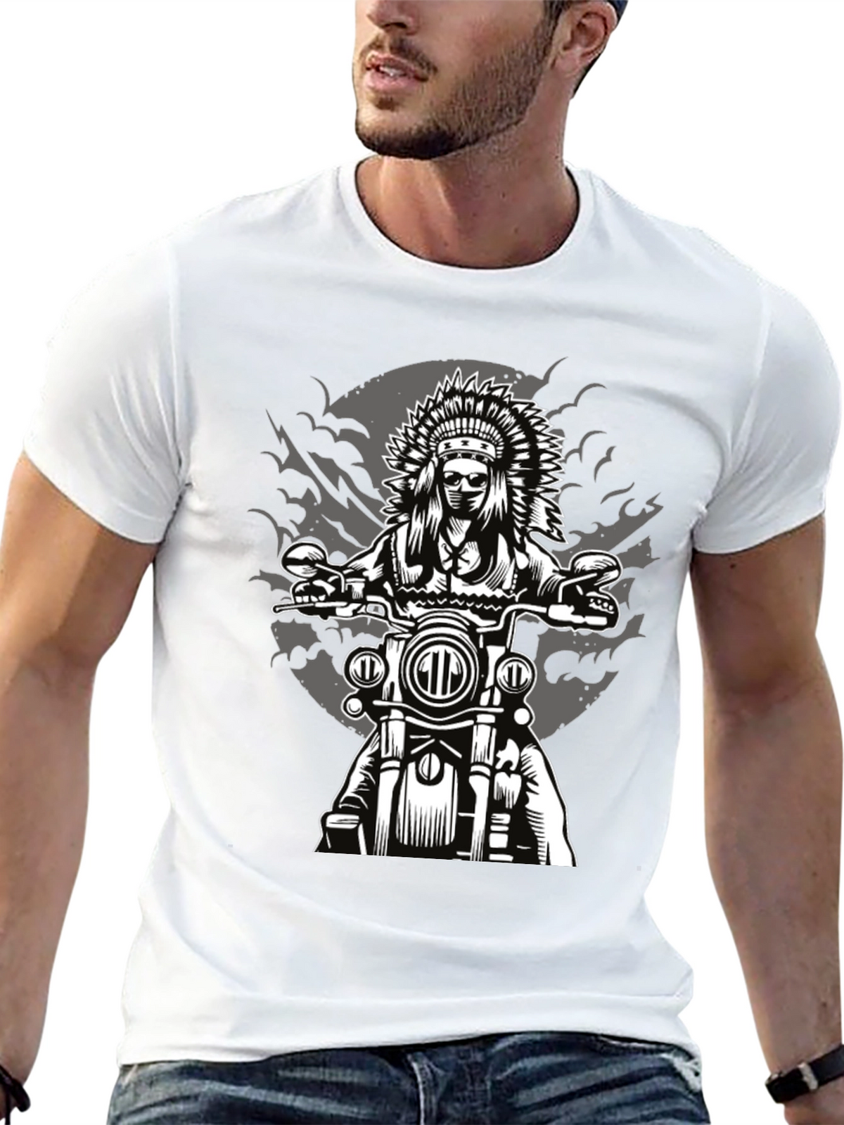 Indian Chief Motorcycle Graphic T-Shirt