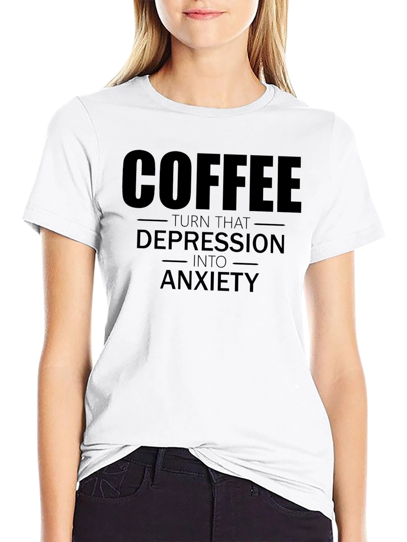 Coffee to Anxiety Funny Graphic T-Shirt