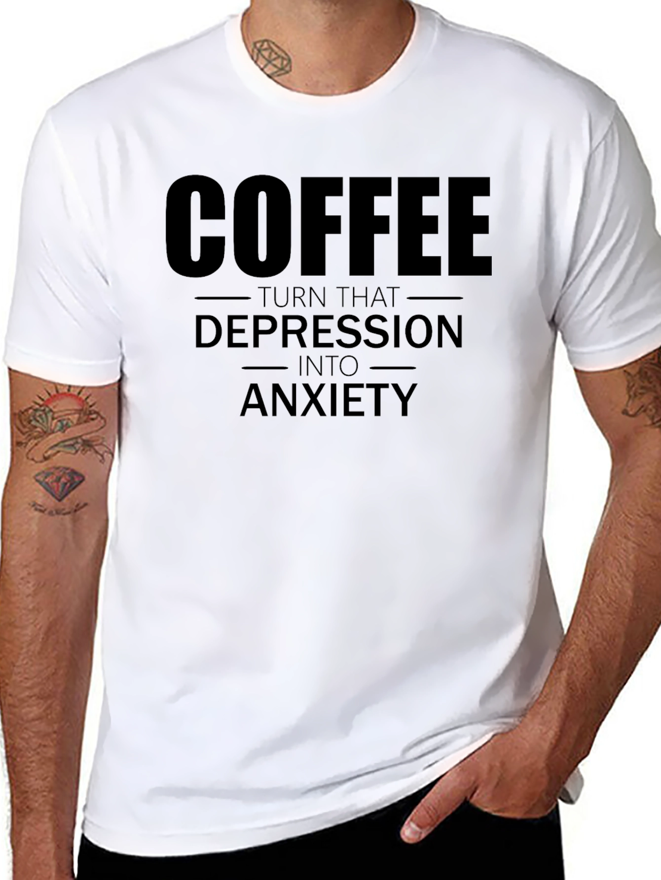 Coffee to Anxiety Funny Graphic T-Shirt