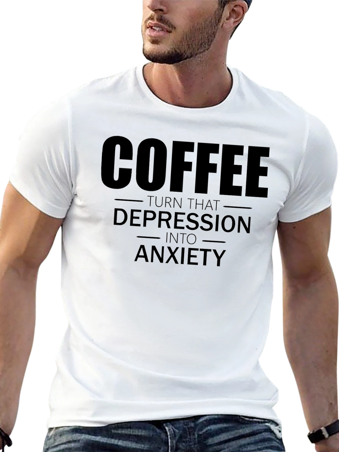 Coffee to Anxiety Funny Graphic T-Shirt